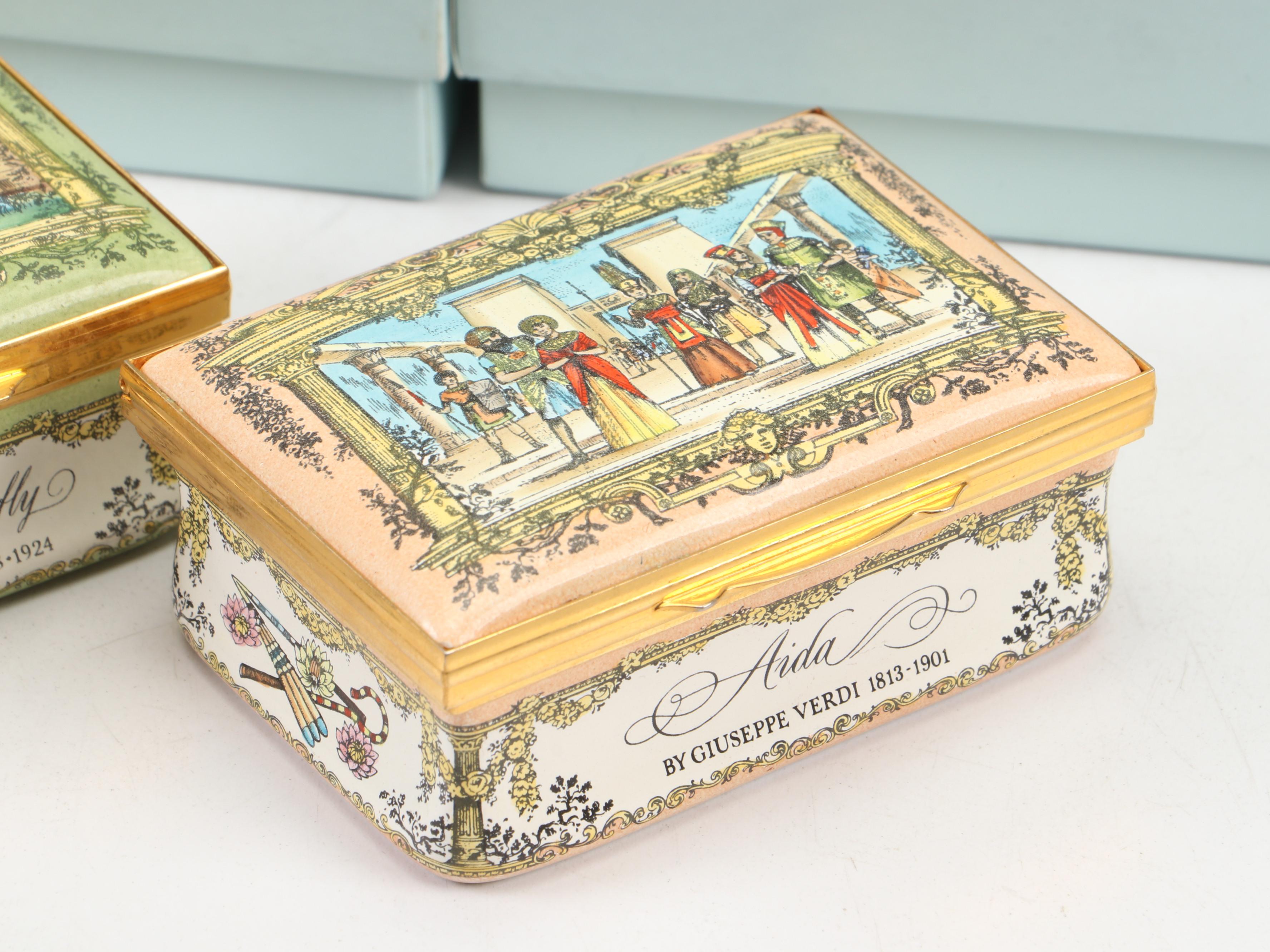 Halcyon Days "Romeo and Juliette" & Other Cartier Opera Collection Enamel Boxes