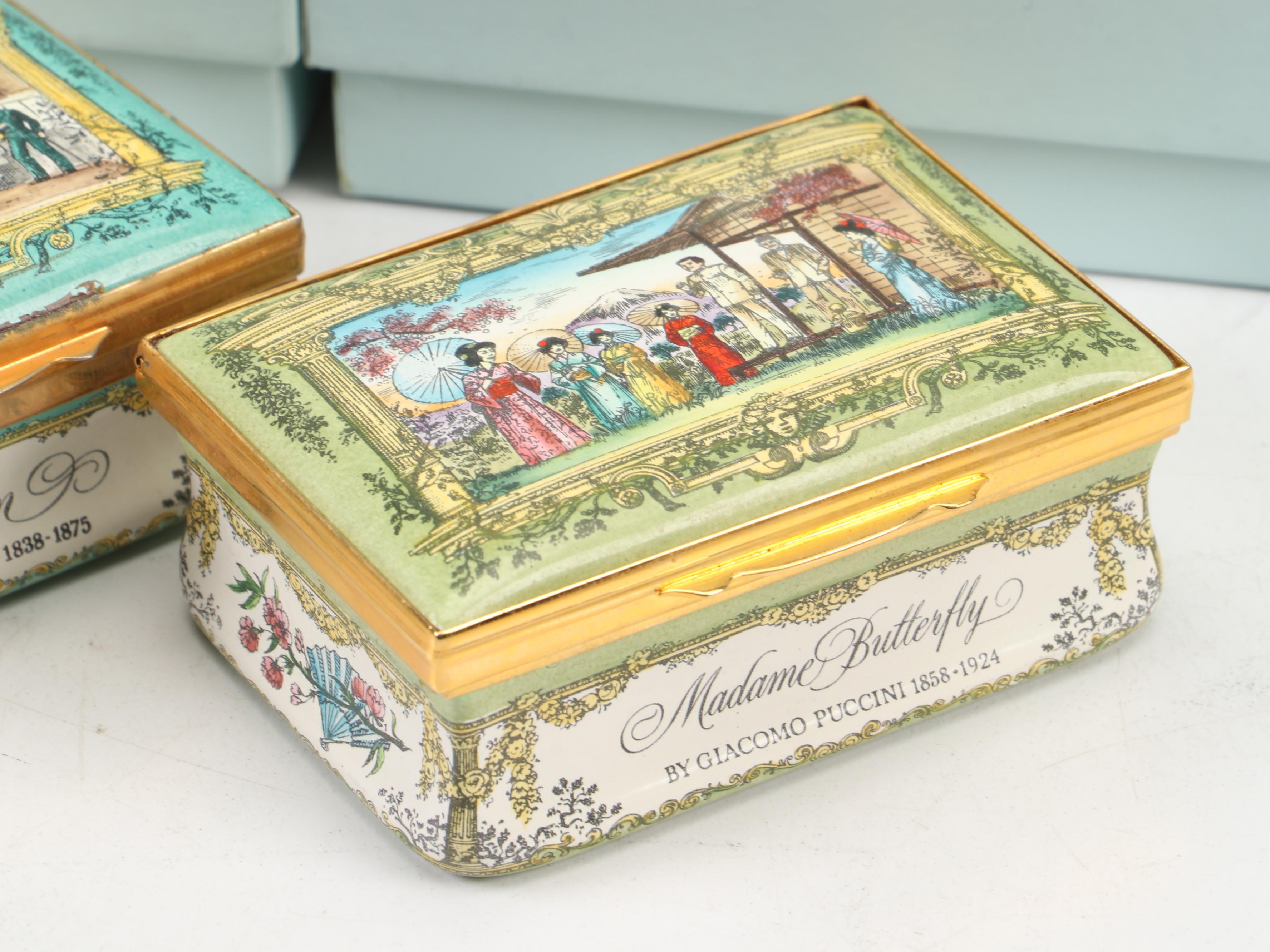 Halcyon Days "Romeo and Juliette" & Other Cartier Opera Collection Enamel Boxes