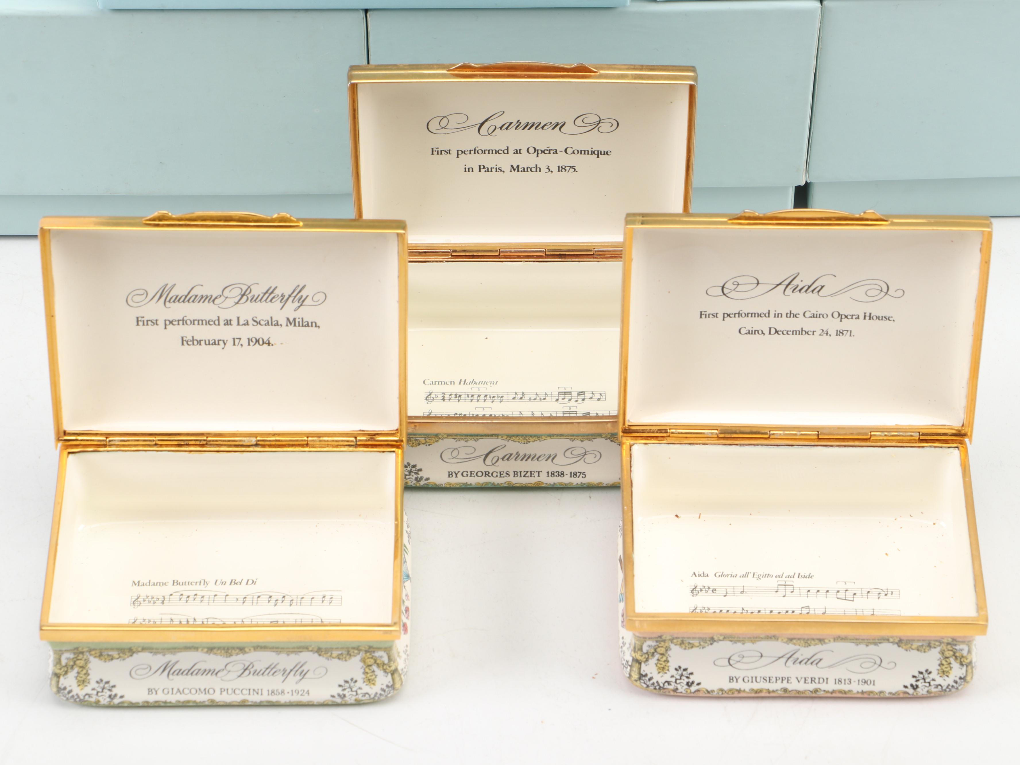 Halcyon Days "Romeo and Juliette" & Other Cartier Opera Collection Enamel Boxes