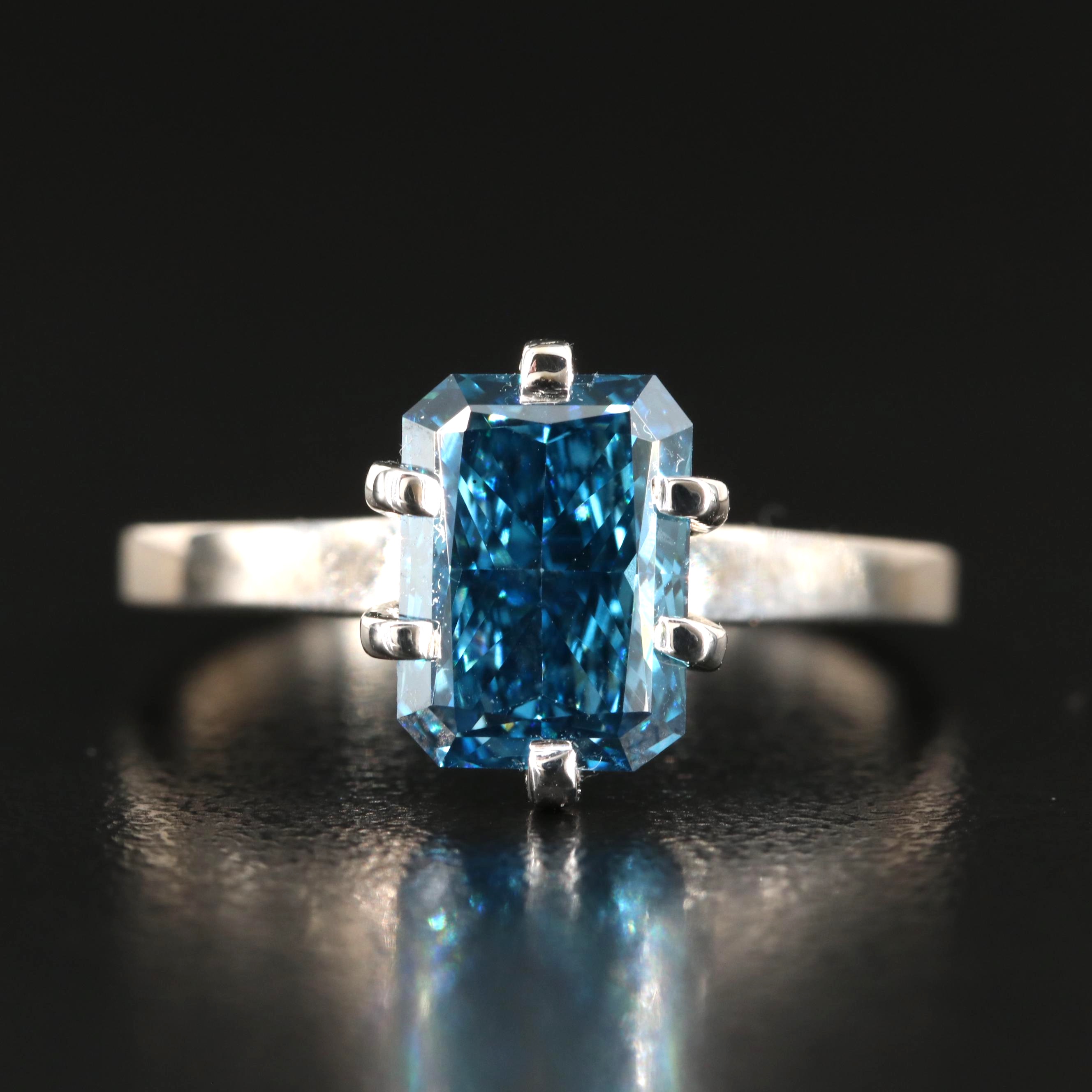 18K 2.09 CT (Origin Undetermined) Fancy Dark Blue Diamond Solitaire Ring