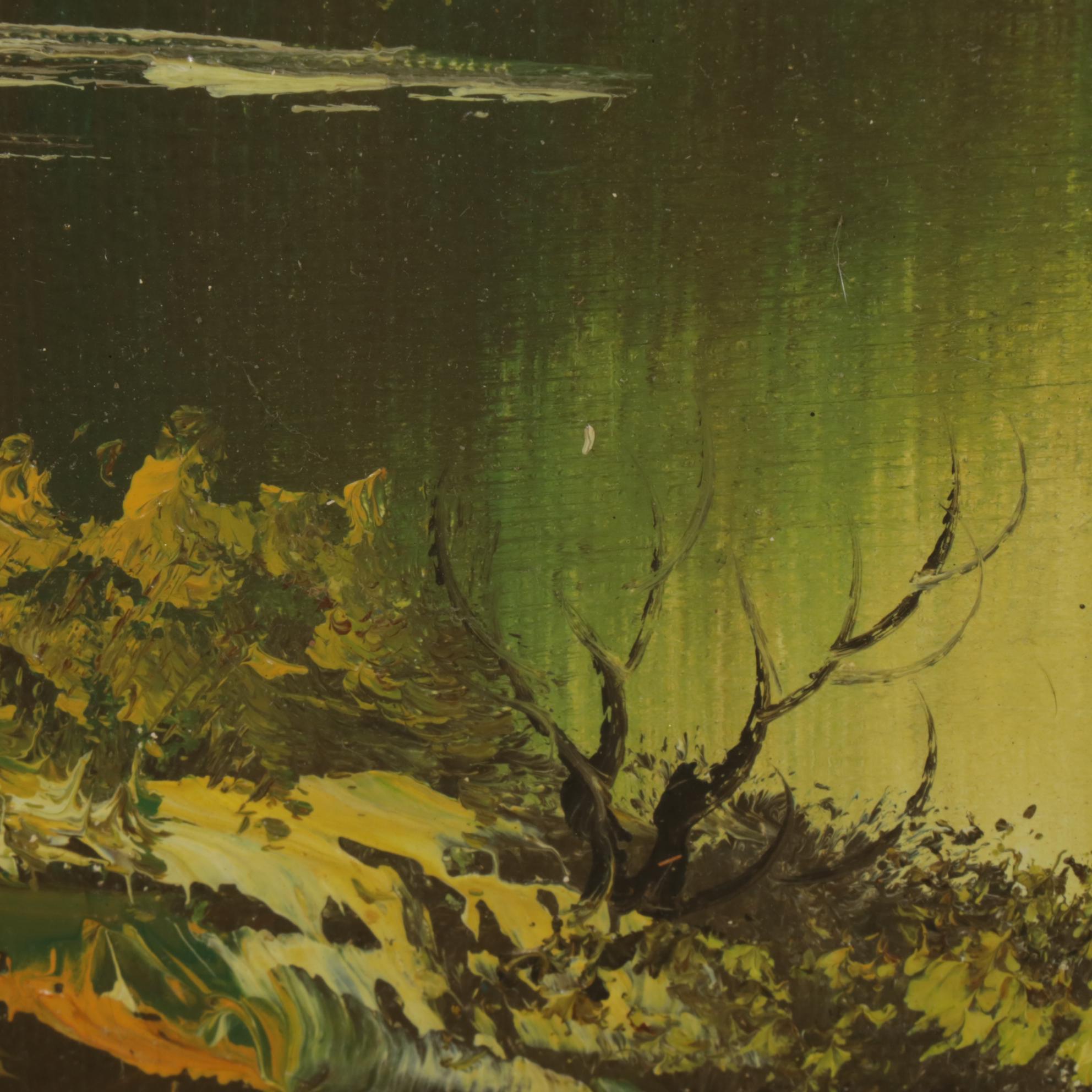 Richard Schiller for Artistic Interiors Oil Painting of Forest Glade, 1970s