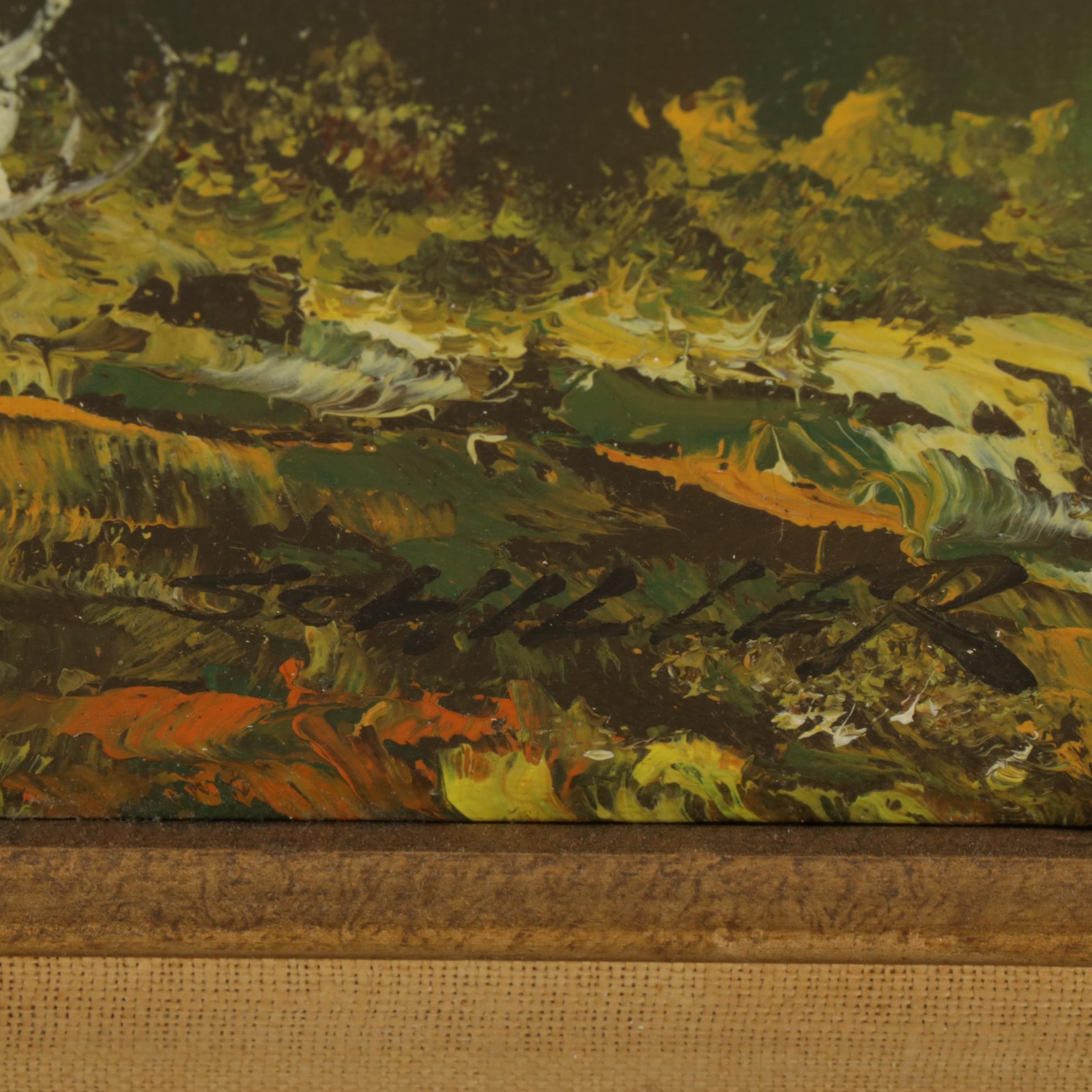 Richard Schiller for Artistic Interiors Oil Painting of Forest Glade, 1970s