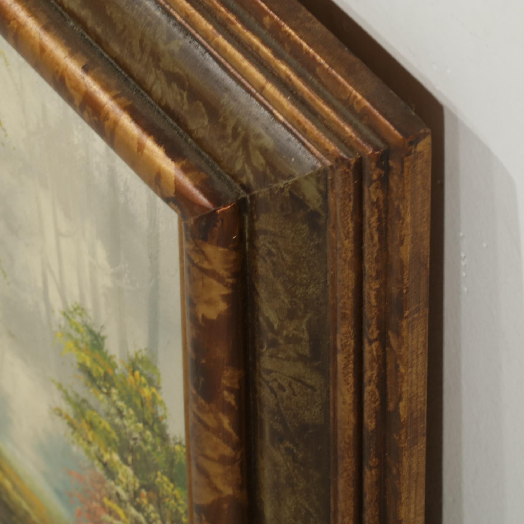 Richard Schiller for Artistic Interiors Oil Painting of Forest Glade, 1970s