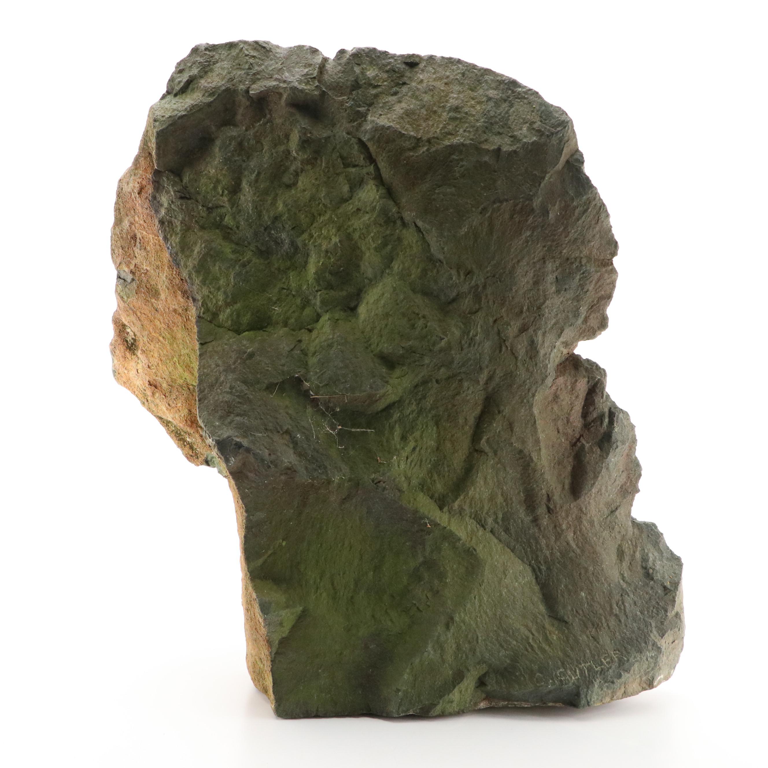 Charles Cutler Carved Stone Bust of Woman