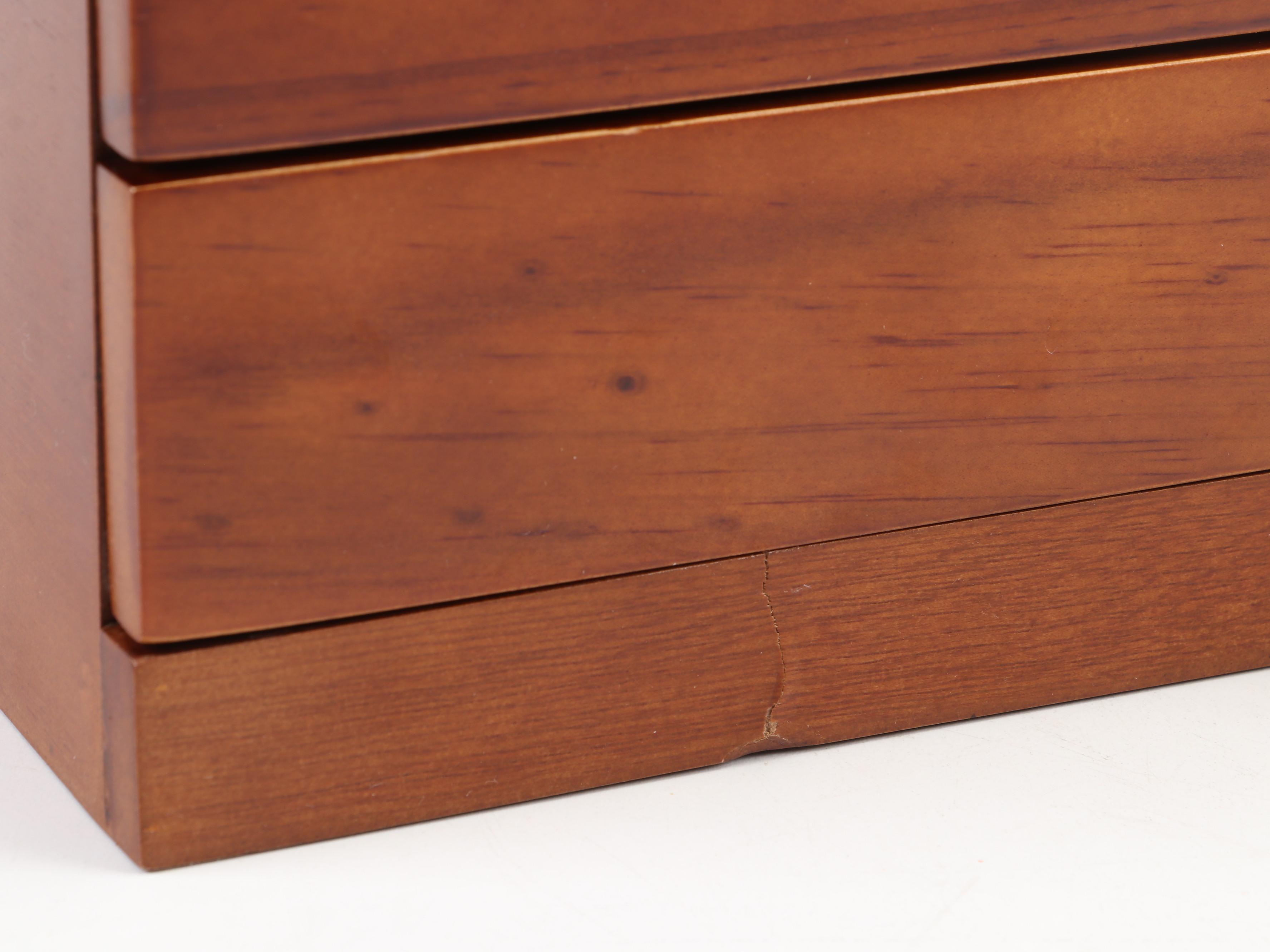 Finished Wood Jewelry Box with Brass Knob Handles