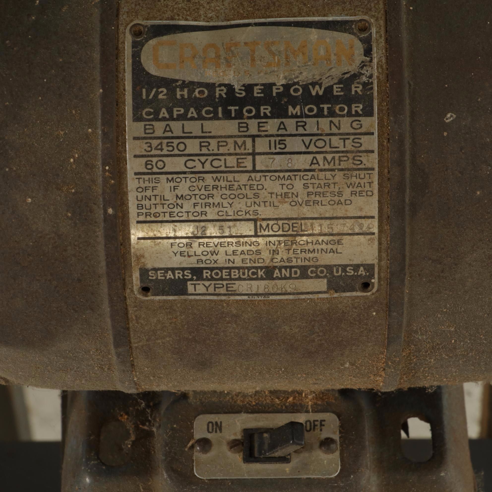 King-Seeley for Sears Craftsman 8" Tilting Arbor Bench Saw on Wood Table, 1950s