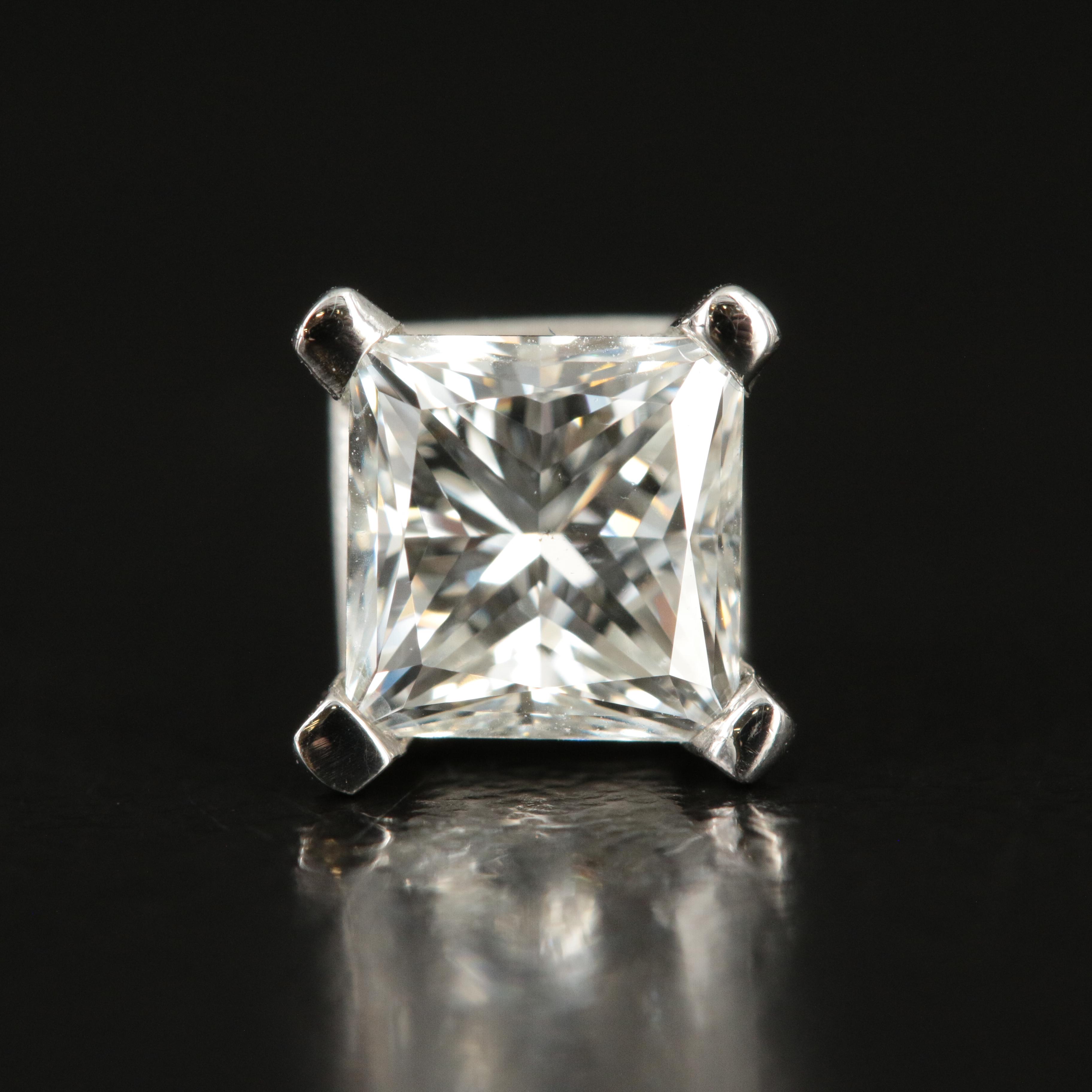 Platinum 1.88 CTW Diamond Princess Cut Stud Earrings with GIA Reports