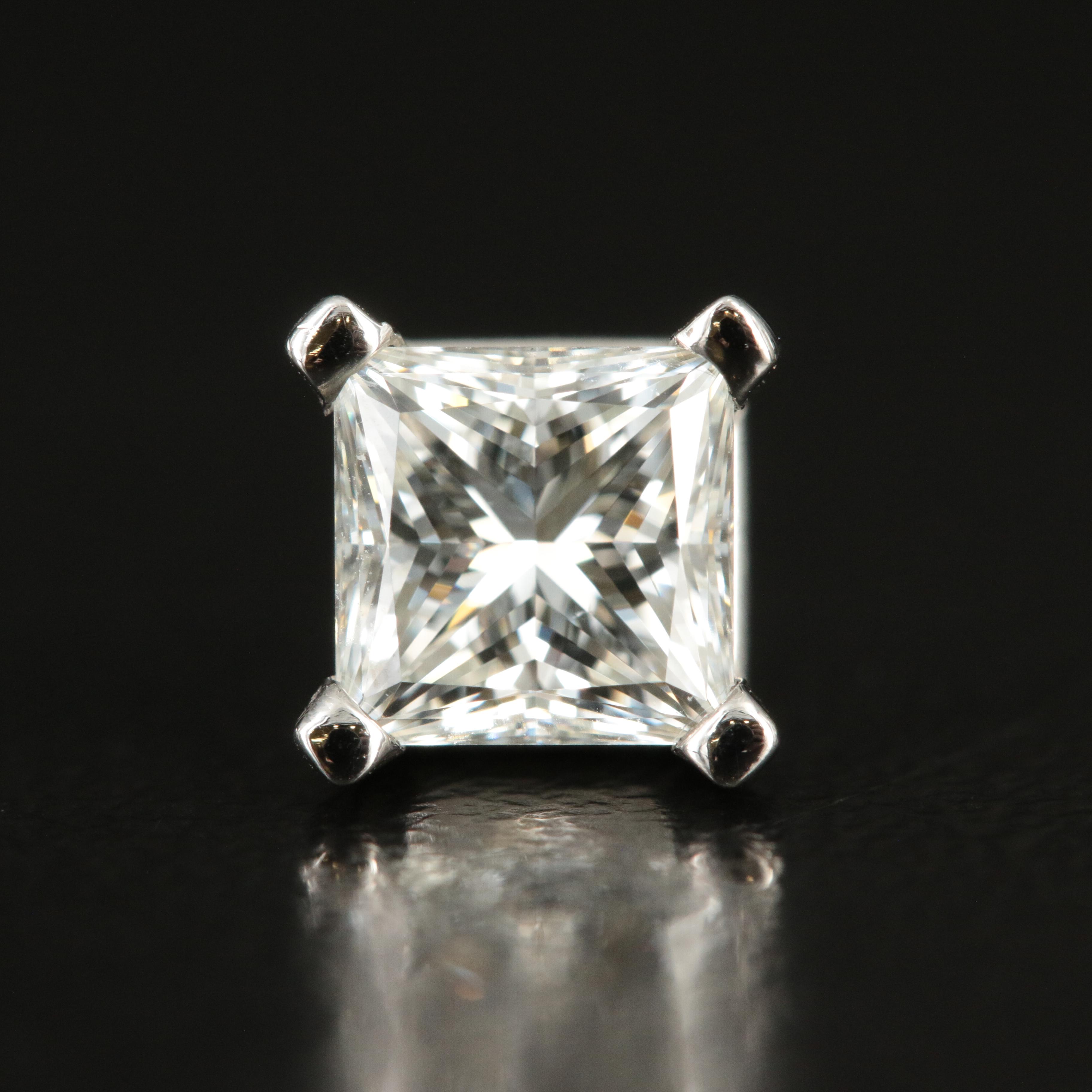 Platinum 1.88 CTW Diamond Princess Cut Stud Earrings with GIA Reports