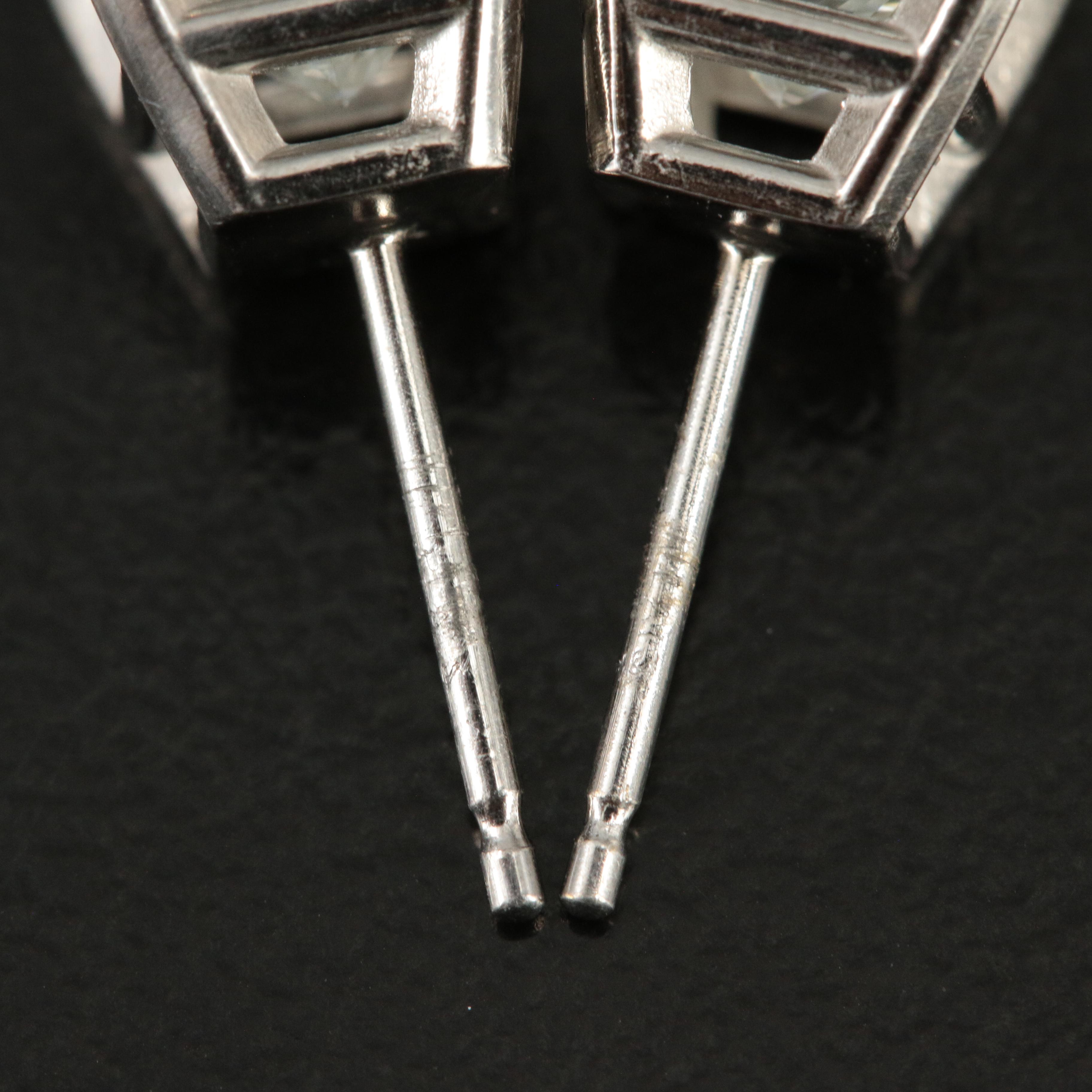 Platinum 1.88 CTW Diamond Princess Cut Stud Earrings with GIA Reports