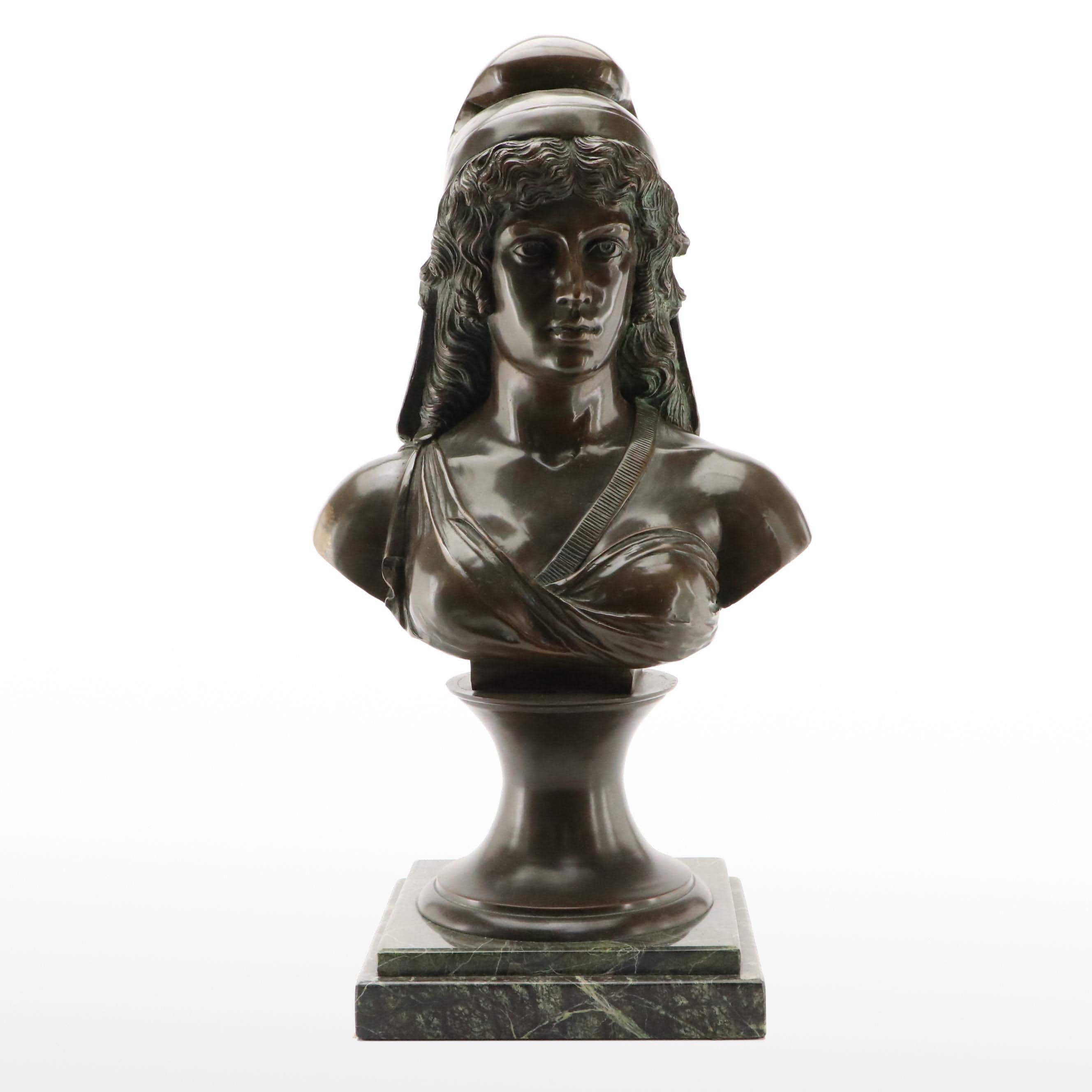European School Bronze Bust of Grecian Woman