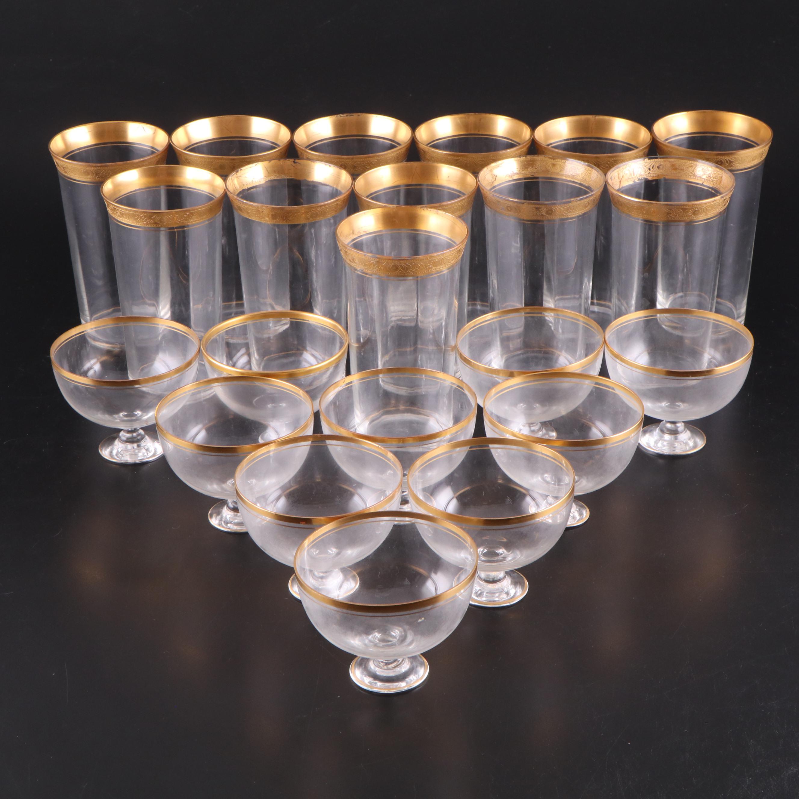 Gold Encrusted Glass Tumblers and Dessert Cups