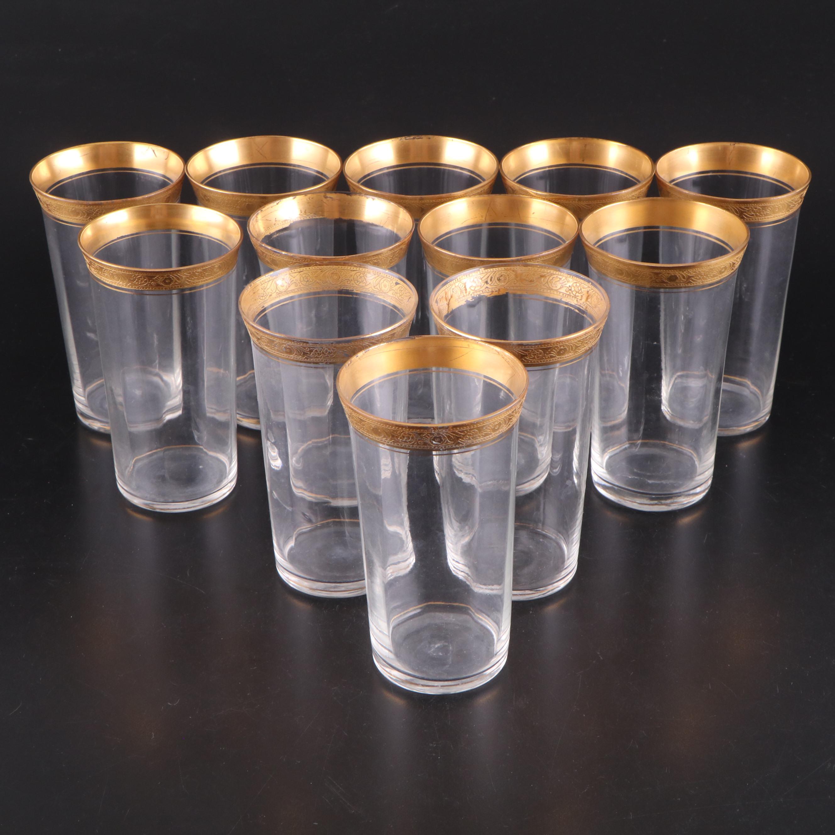Gold Encrusted Glass Tumblers and Dessert Cups