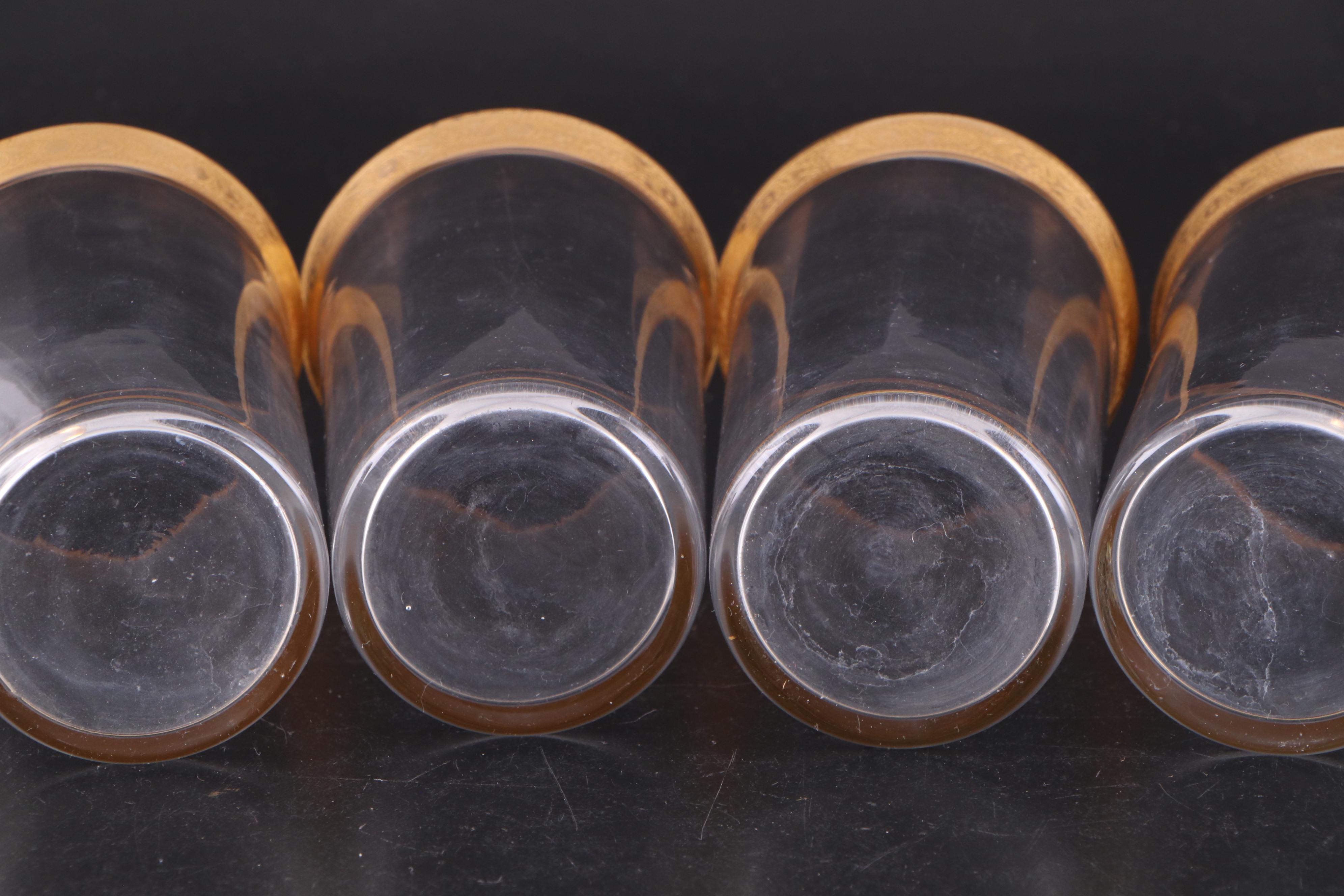 Gold Encrusted Glass Tumblers and Dessert Cups