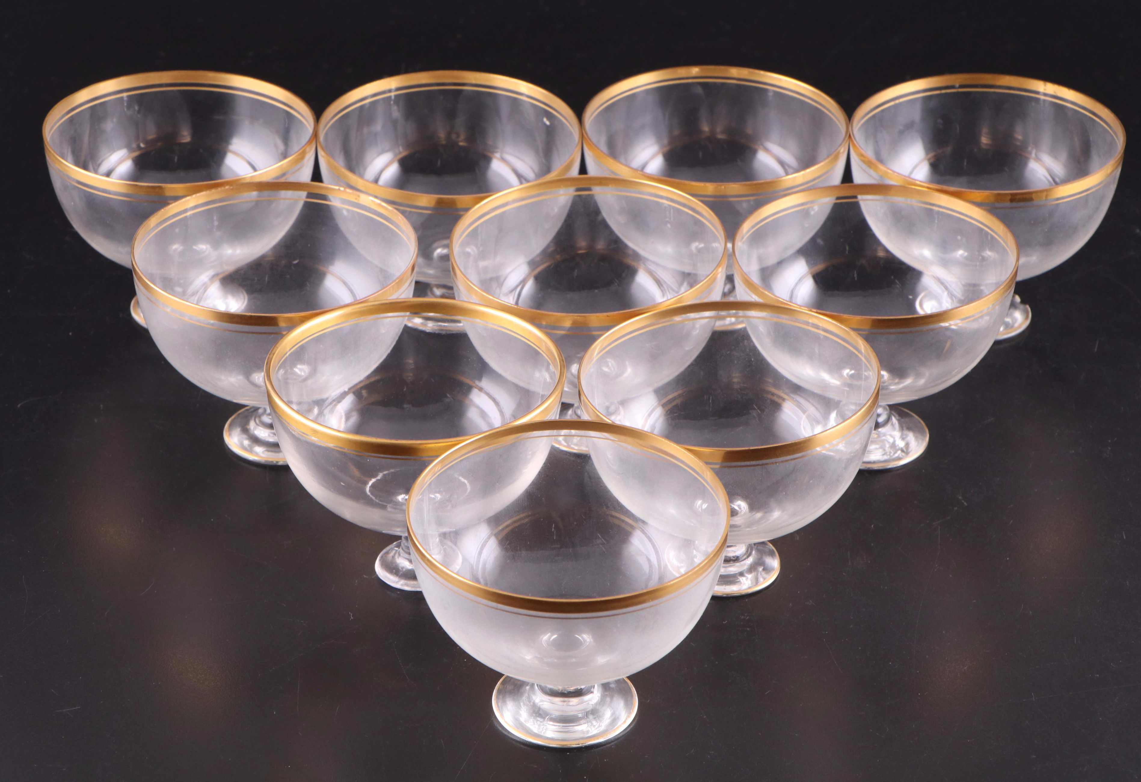 Gold Encrusted Glass Tumblers and Dessert Cups