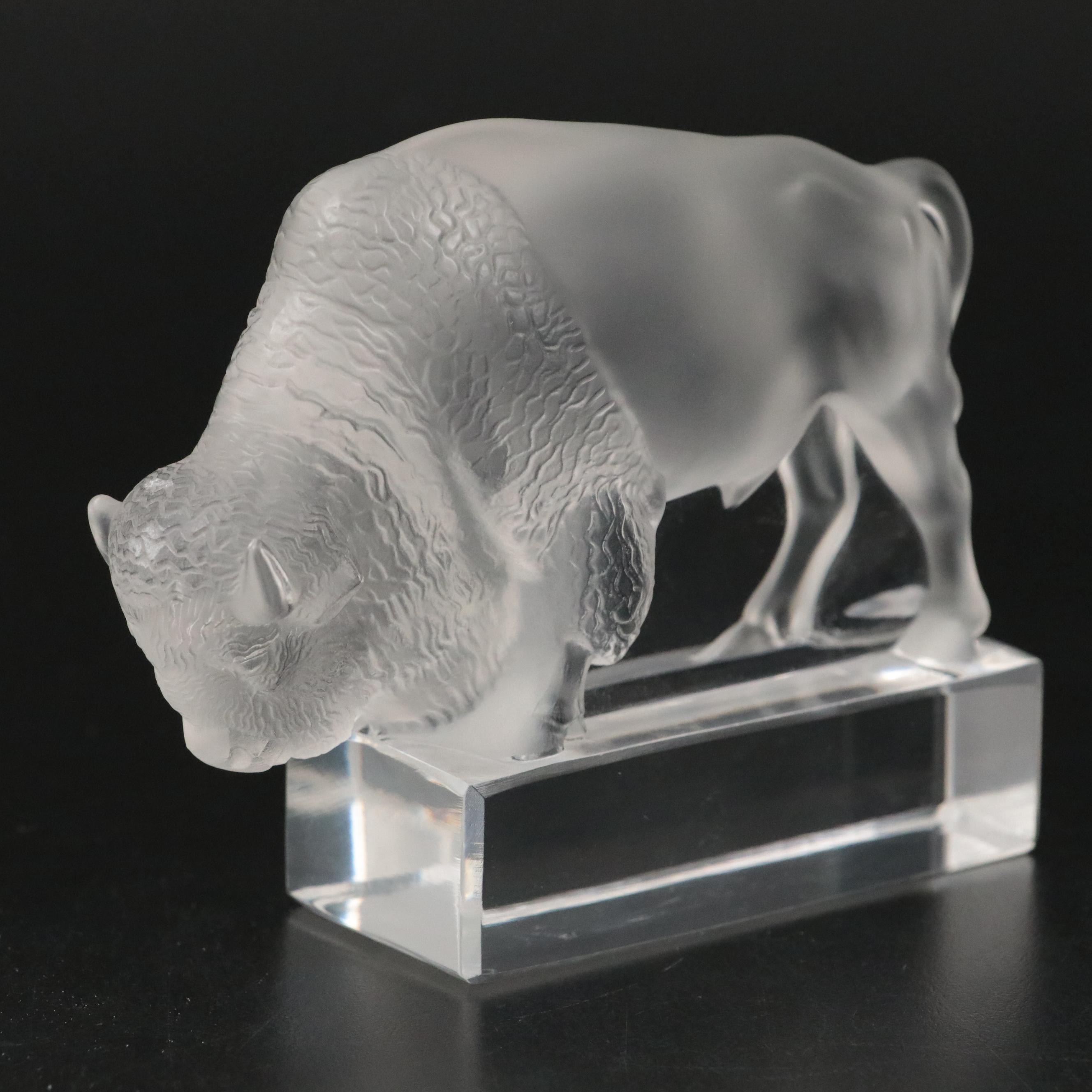 Lalique Crystal Bison Paperweight