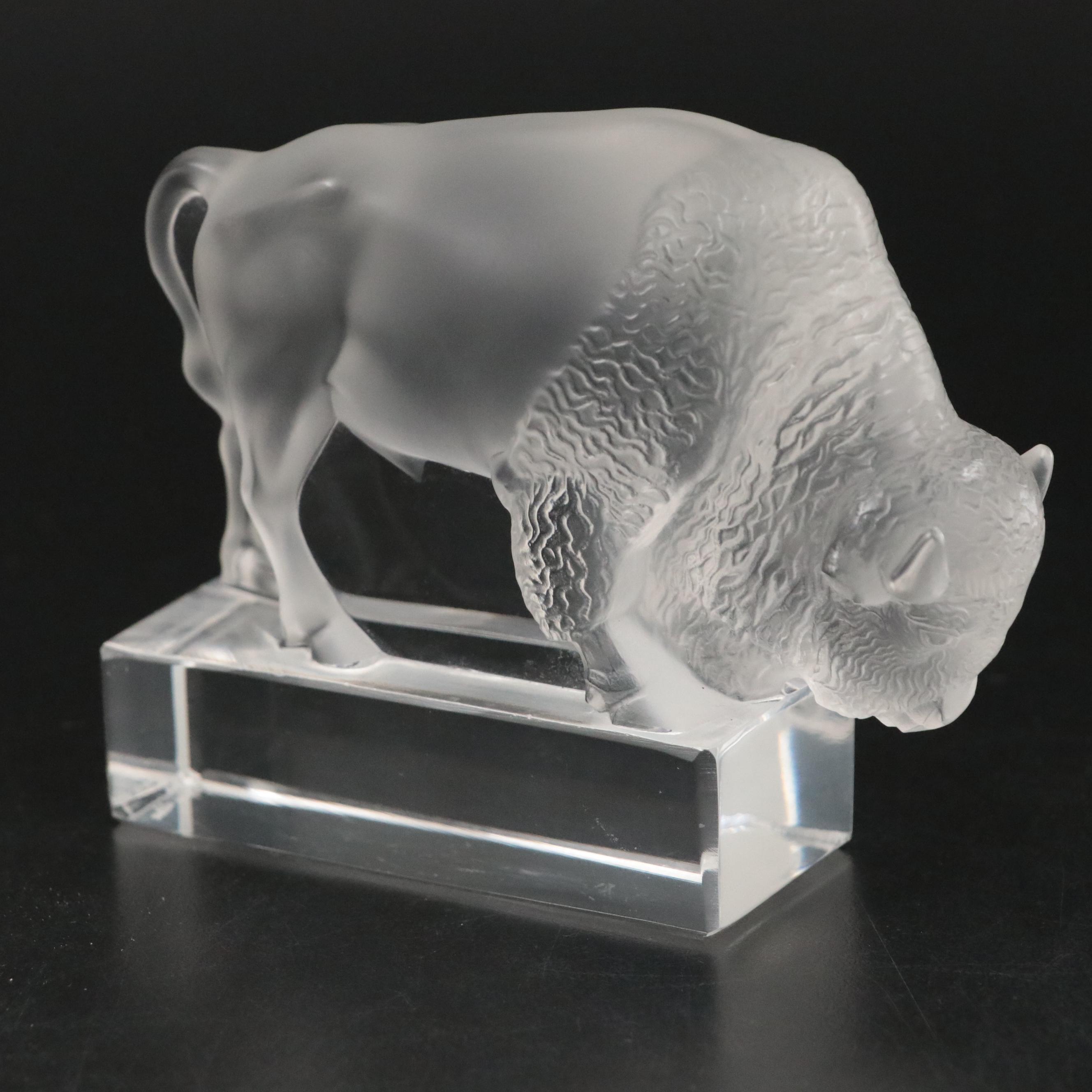 Lalique Crystal Bison Paperweight