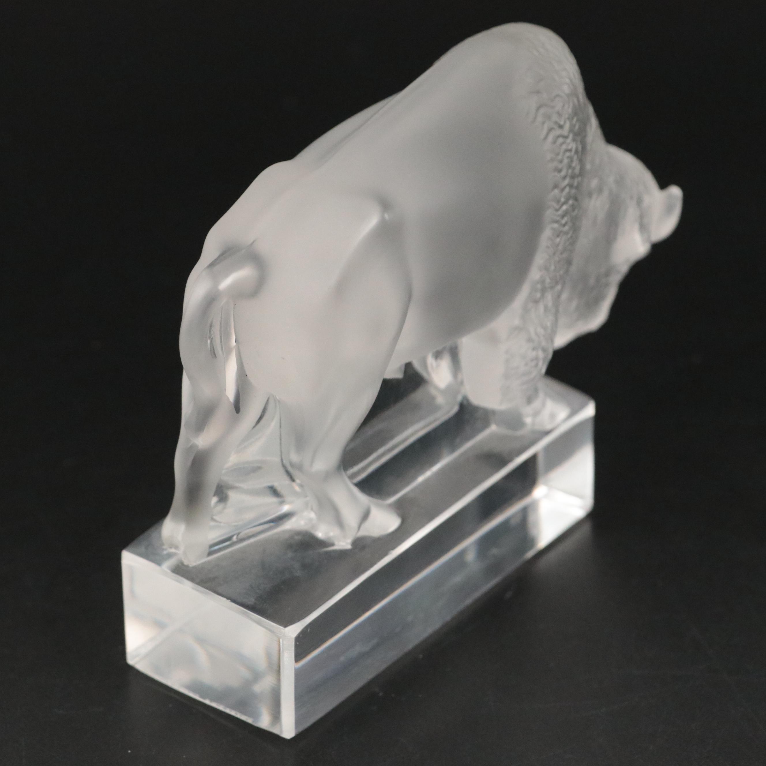 Lalique Crystal Bison Paperweight
