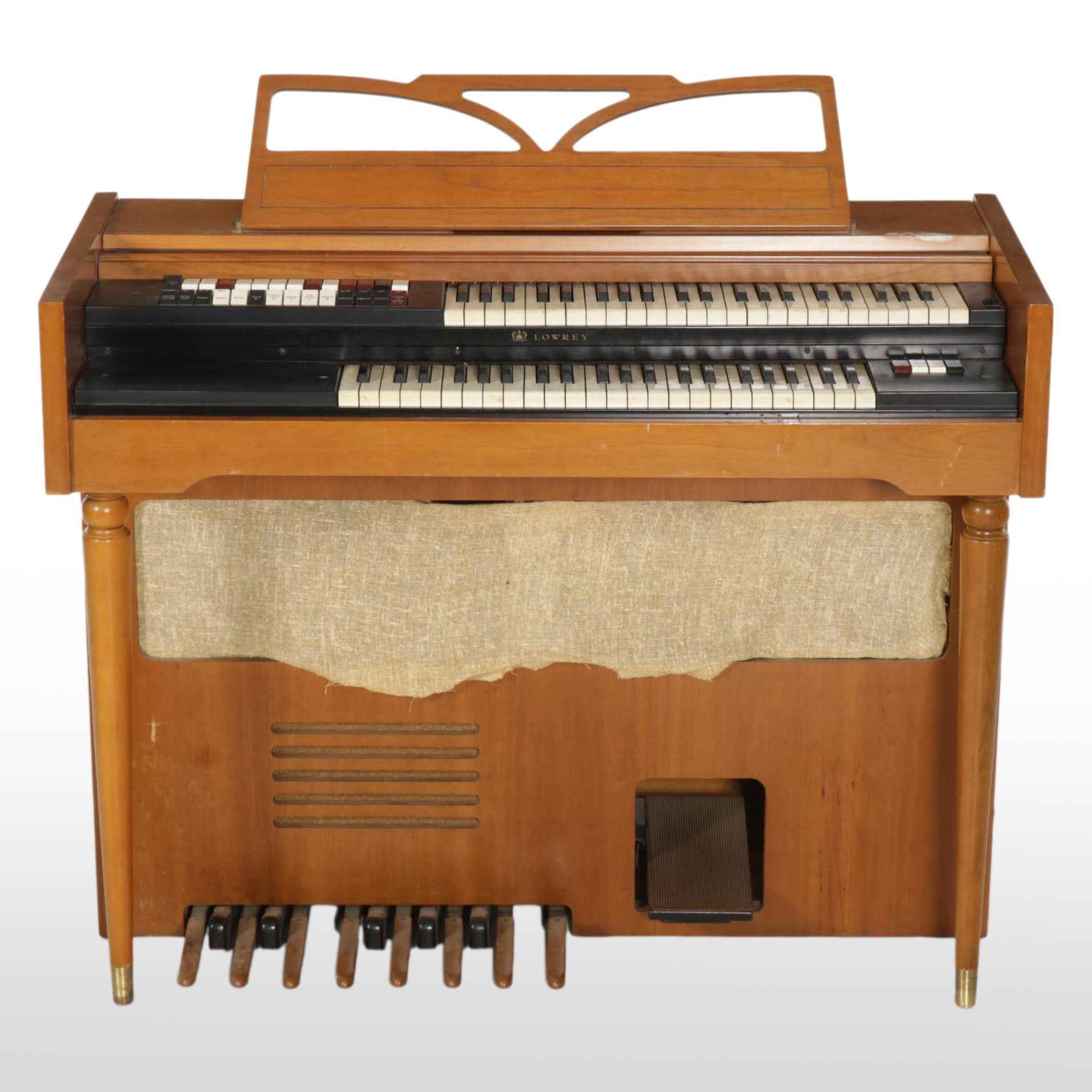 Lowrey Maple-Stained Electric Organ with Leslie Tremolo Speaker