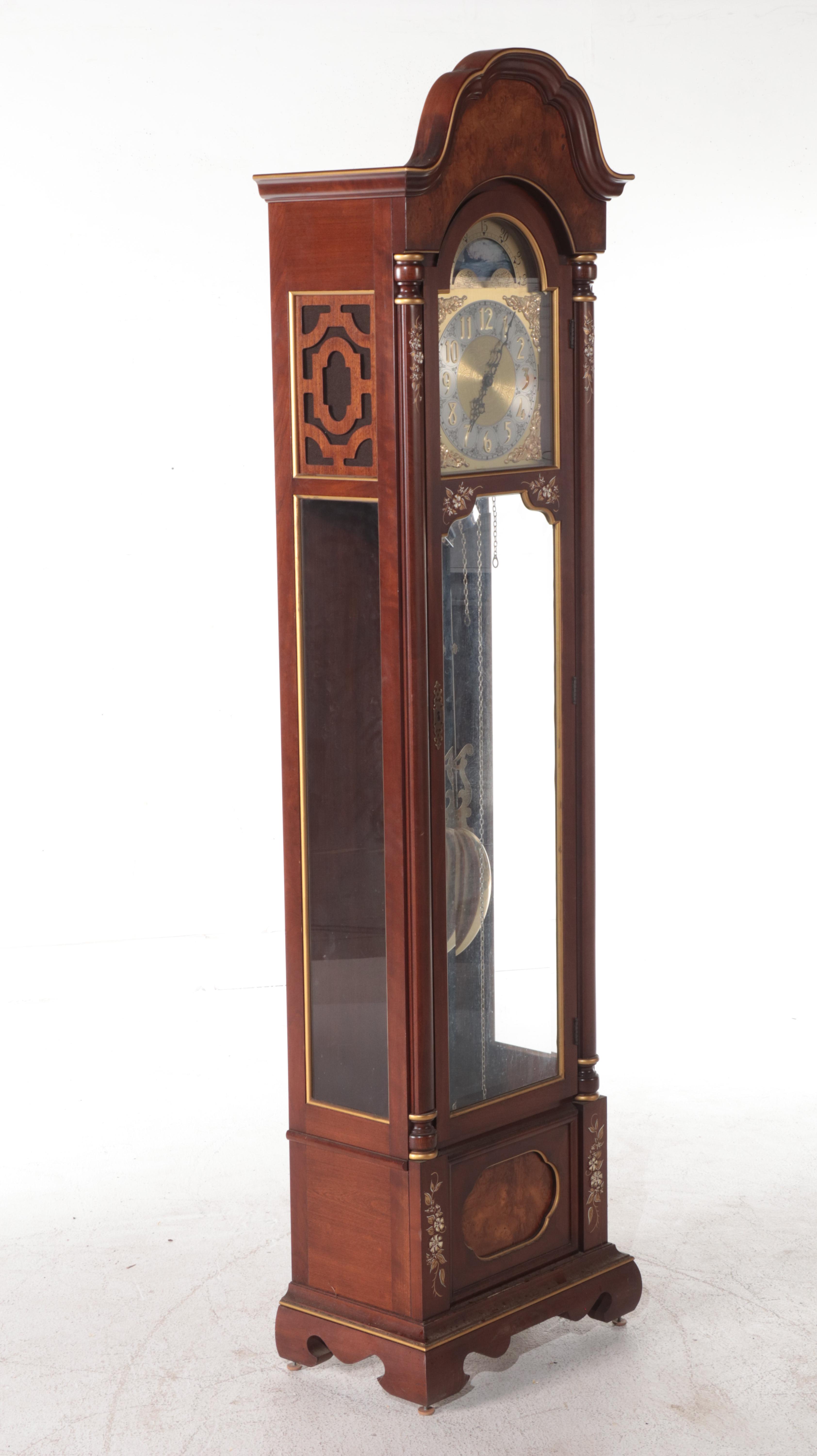 Colonial Wooden Grandfather Clock, Late 20th Century