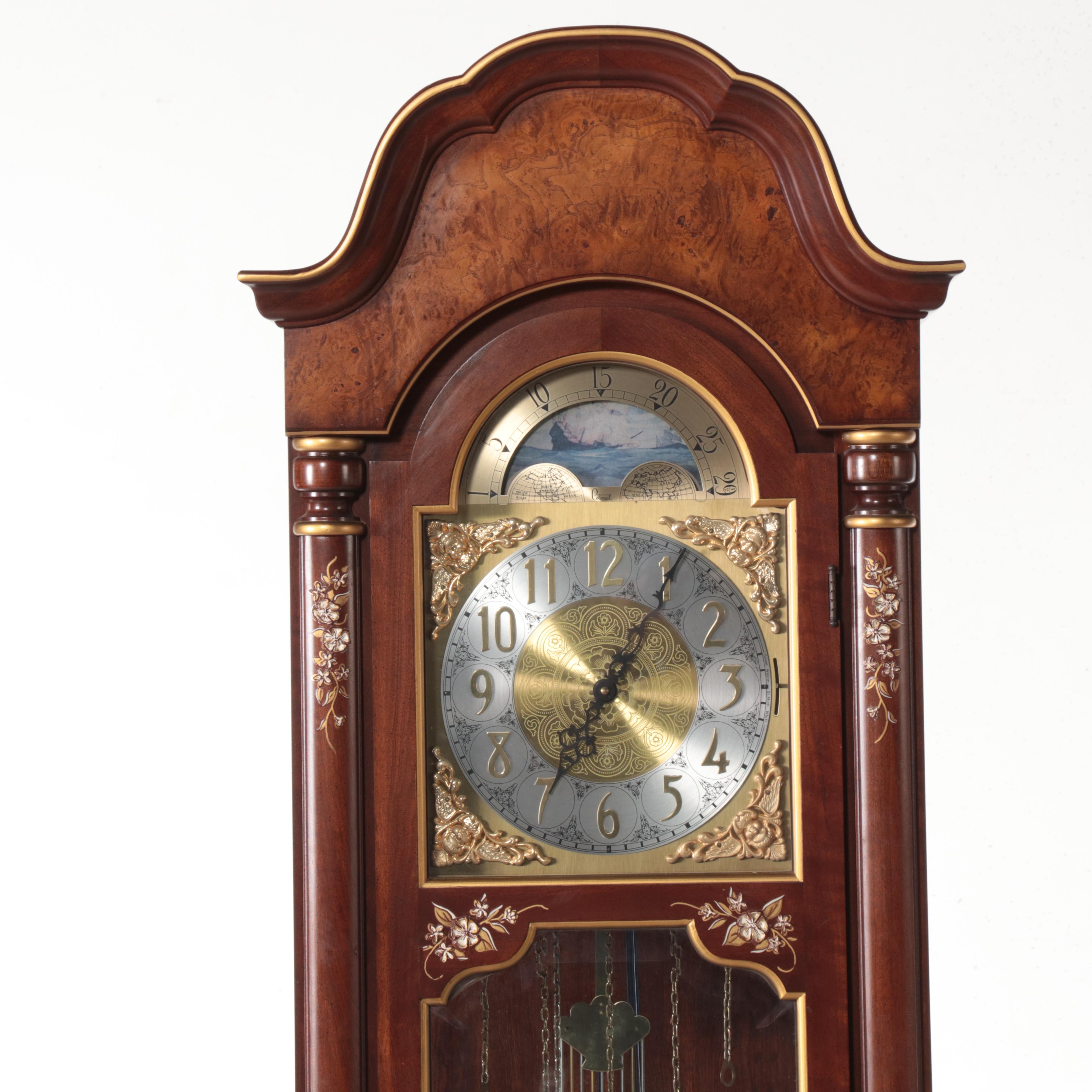 Colonial Wooden Grandfather Clock, Late 20th Century
