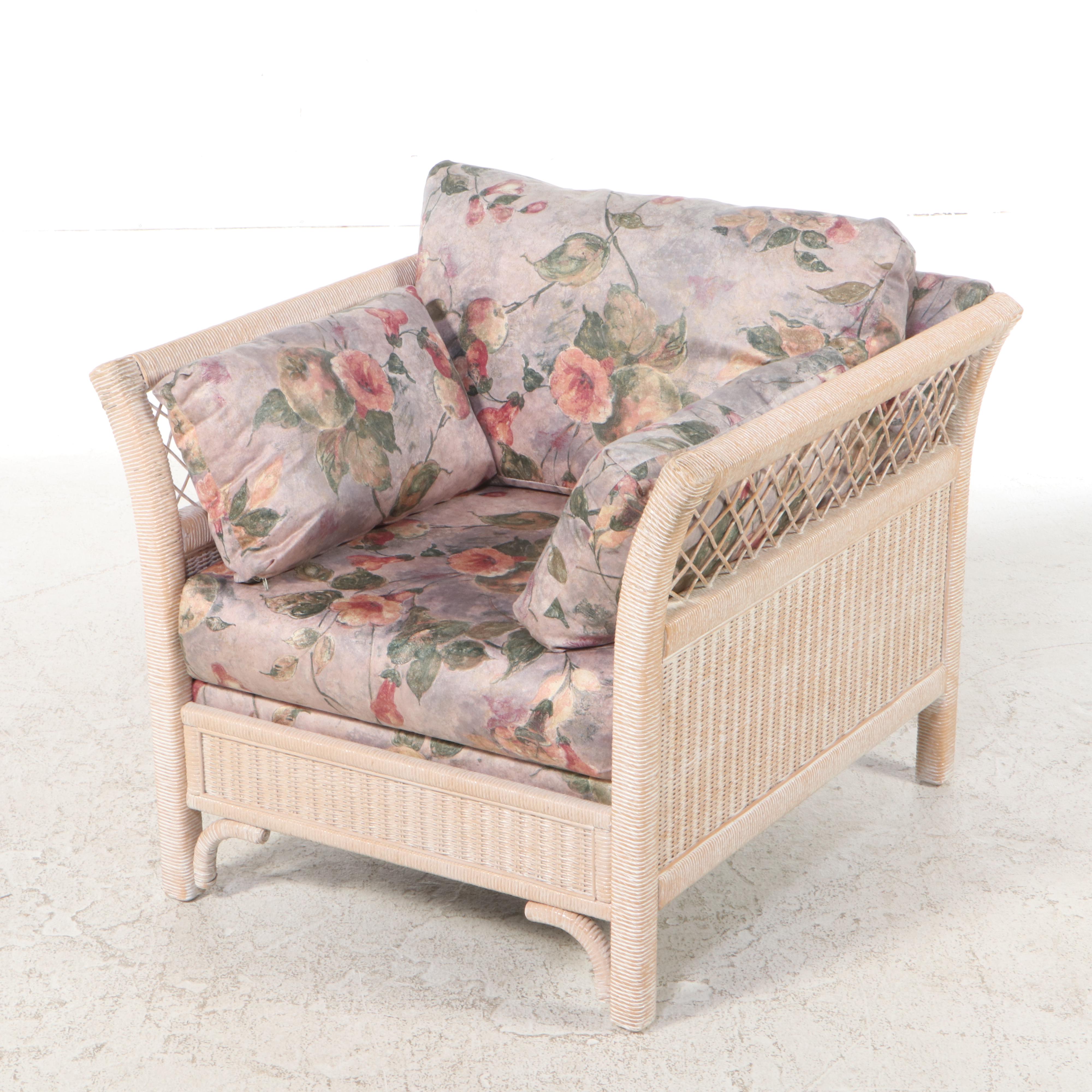 Henry Link/Lexington Furniture Cerused Wicker and CustomUpholstered