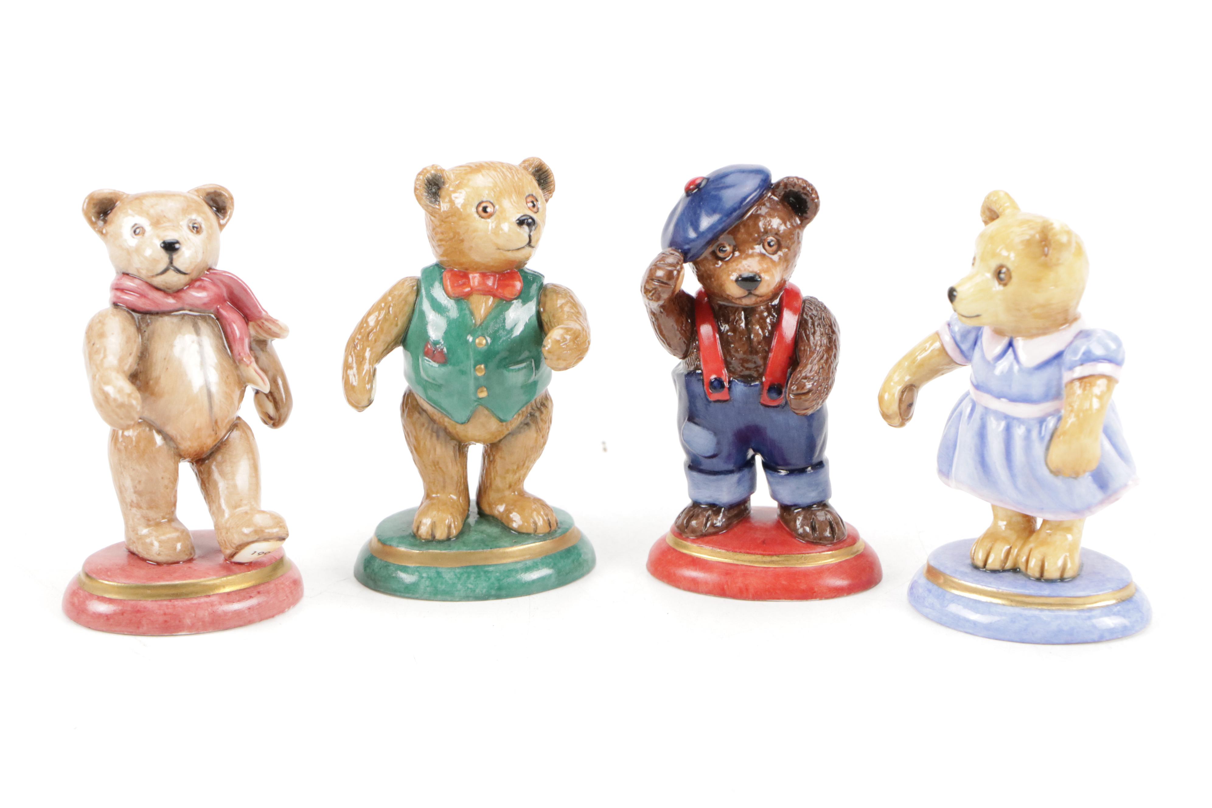 Halcyon Days Porcelain Bear Figurines and Boxes, Late 20th Century