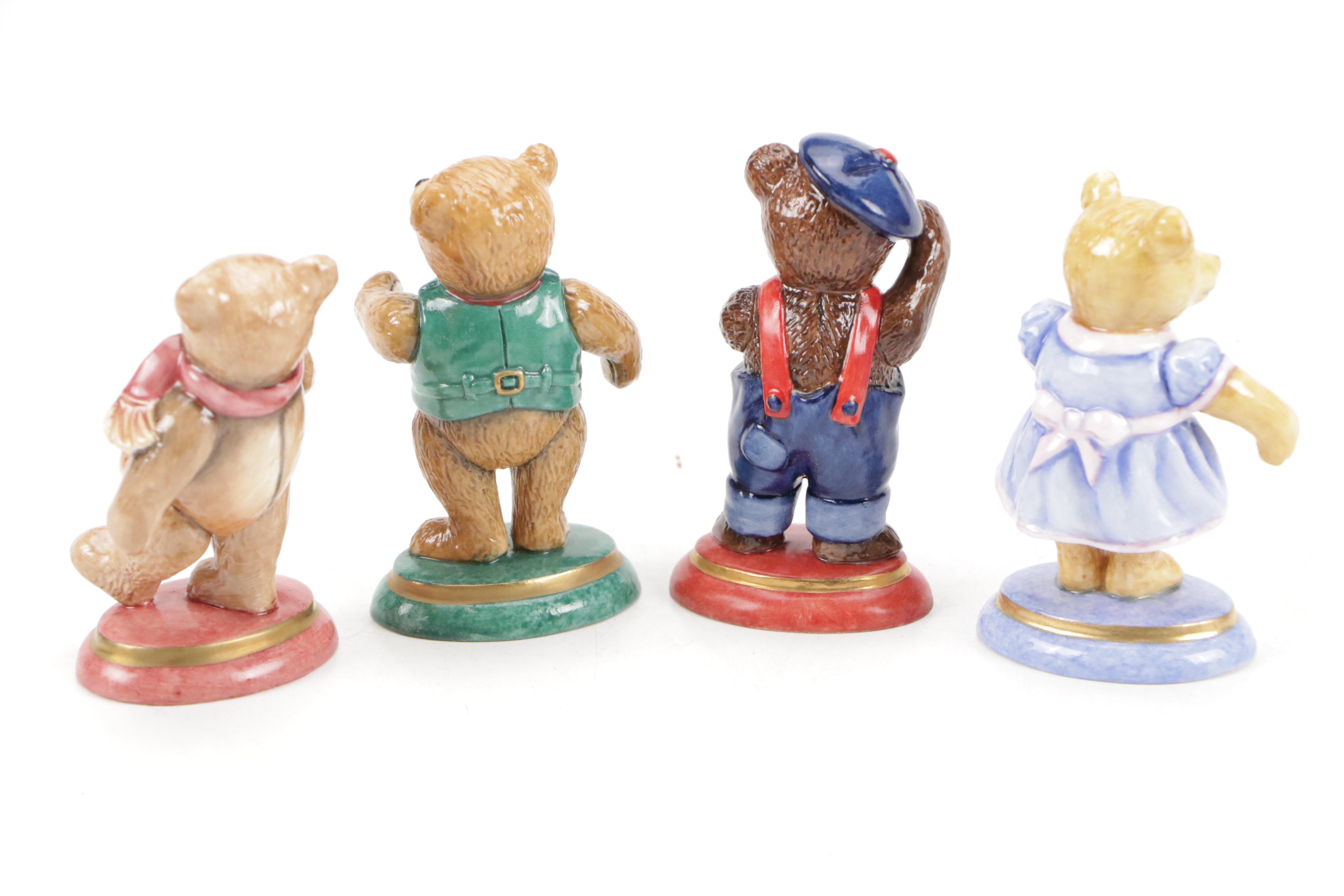 Halcyon Days Porcelain Bear Figurines and Boxes, Late 20th Century