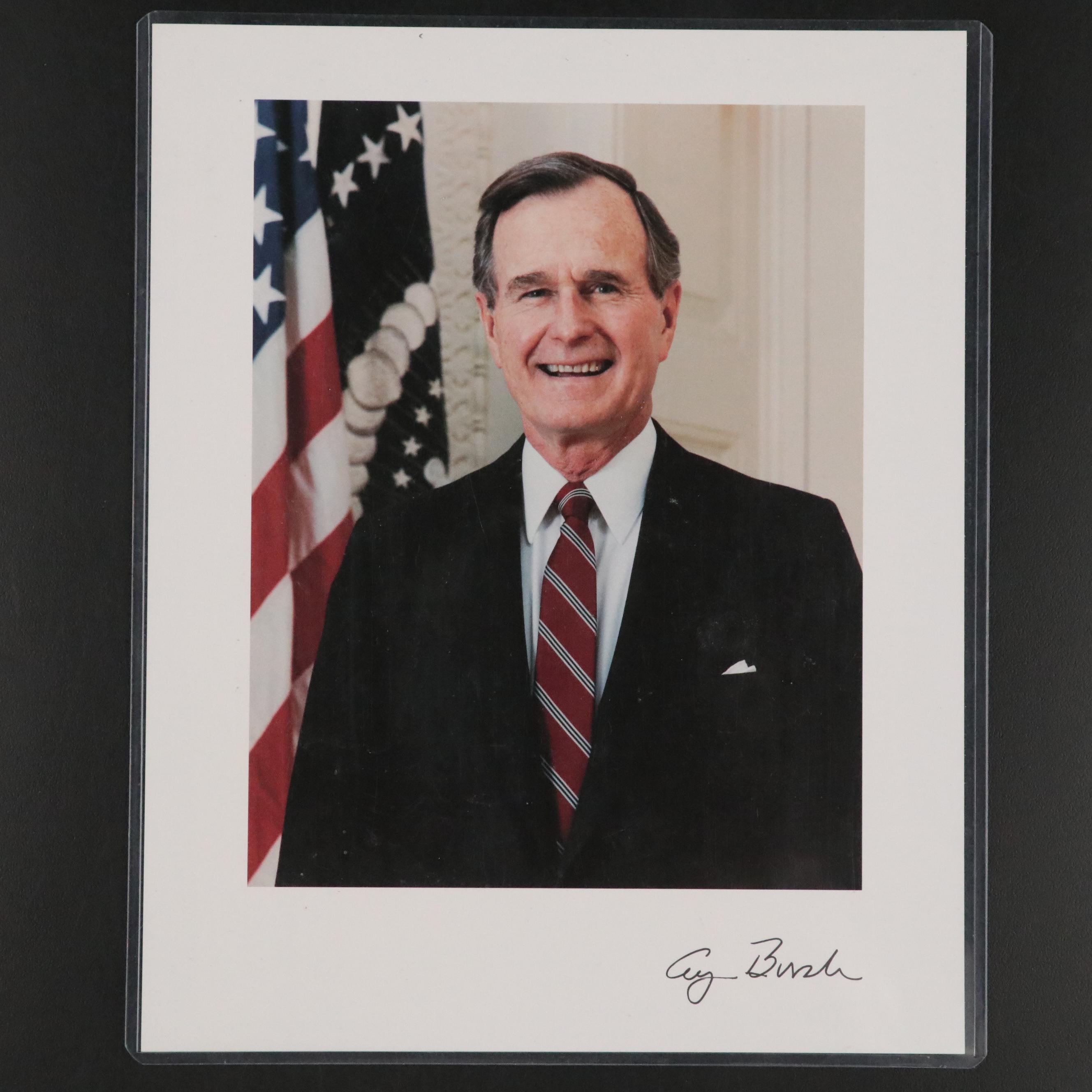 Bill Clinton and George H.W. Bush Signed Prints with Vintage Campaign Pins, More