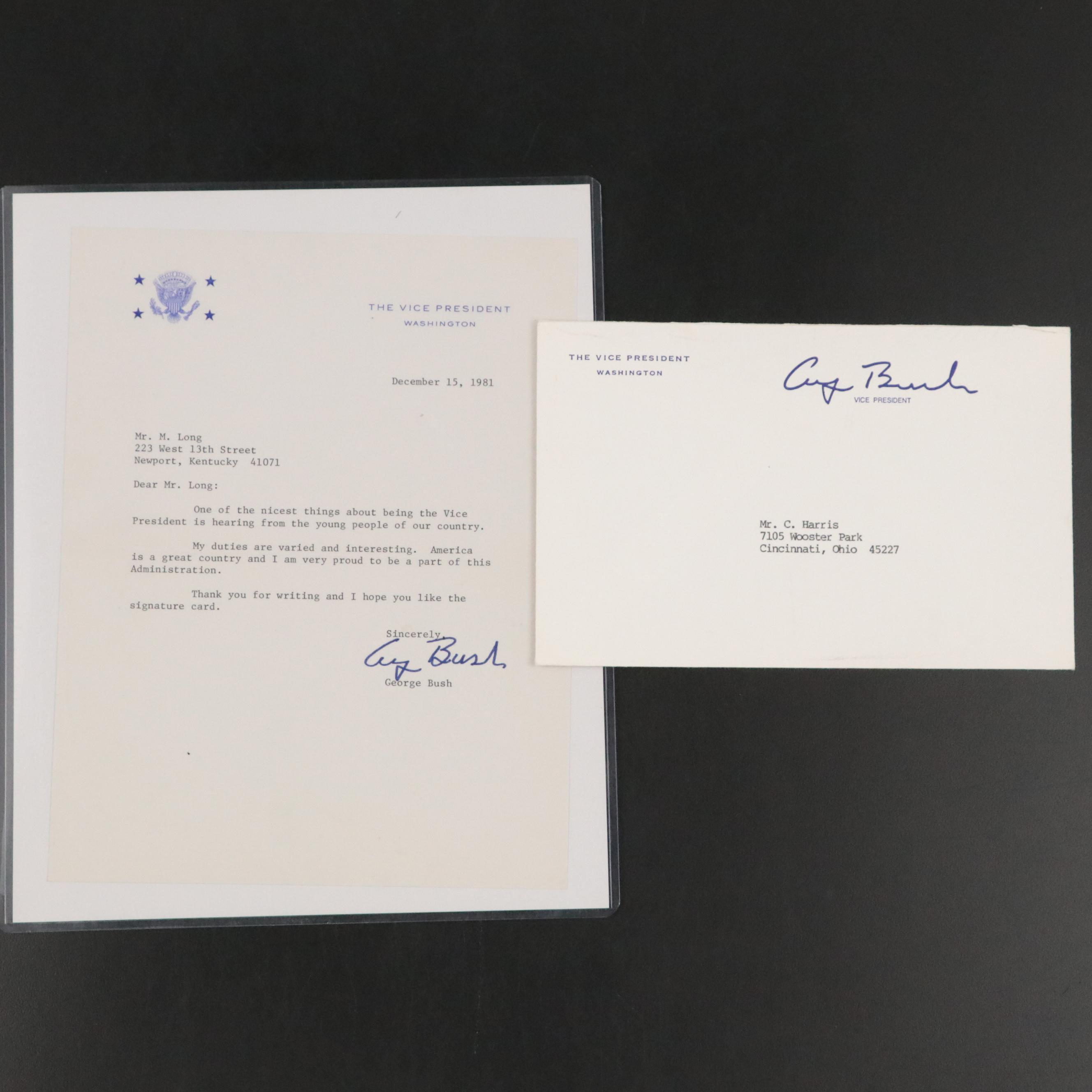 Bill Clinton and George H.W. Bush Signed Prints with Vintage Campaign Pins, More