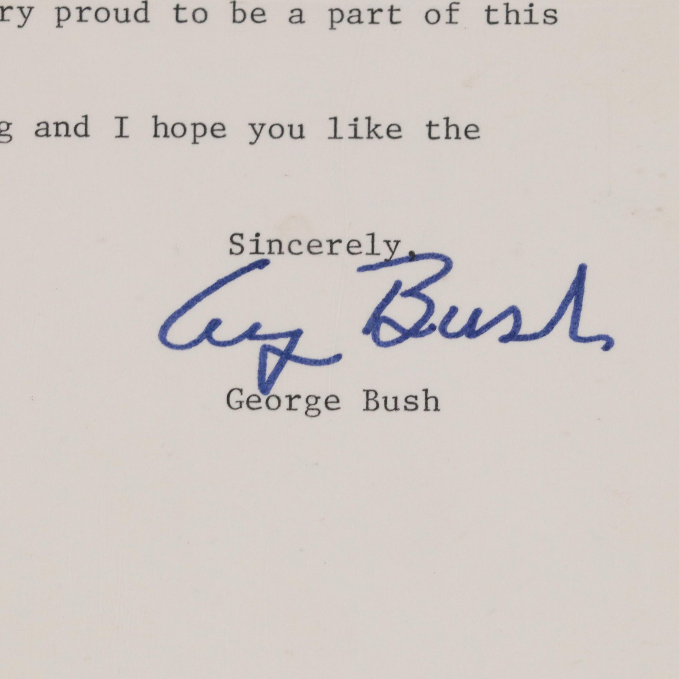 Bill Clinton and George H.W. Bush Signed Prints with Vintage Campaign Pins, More