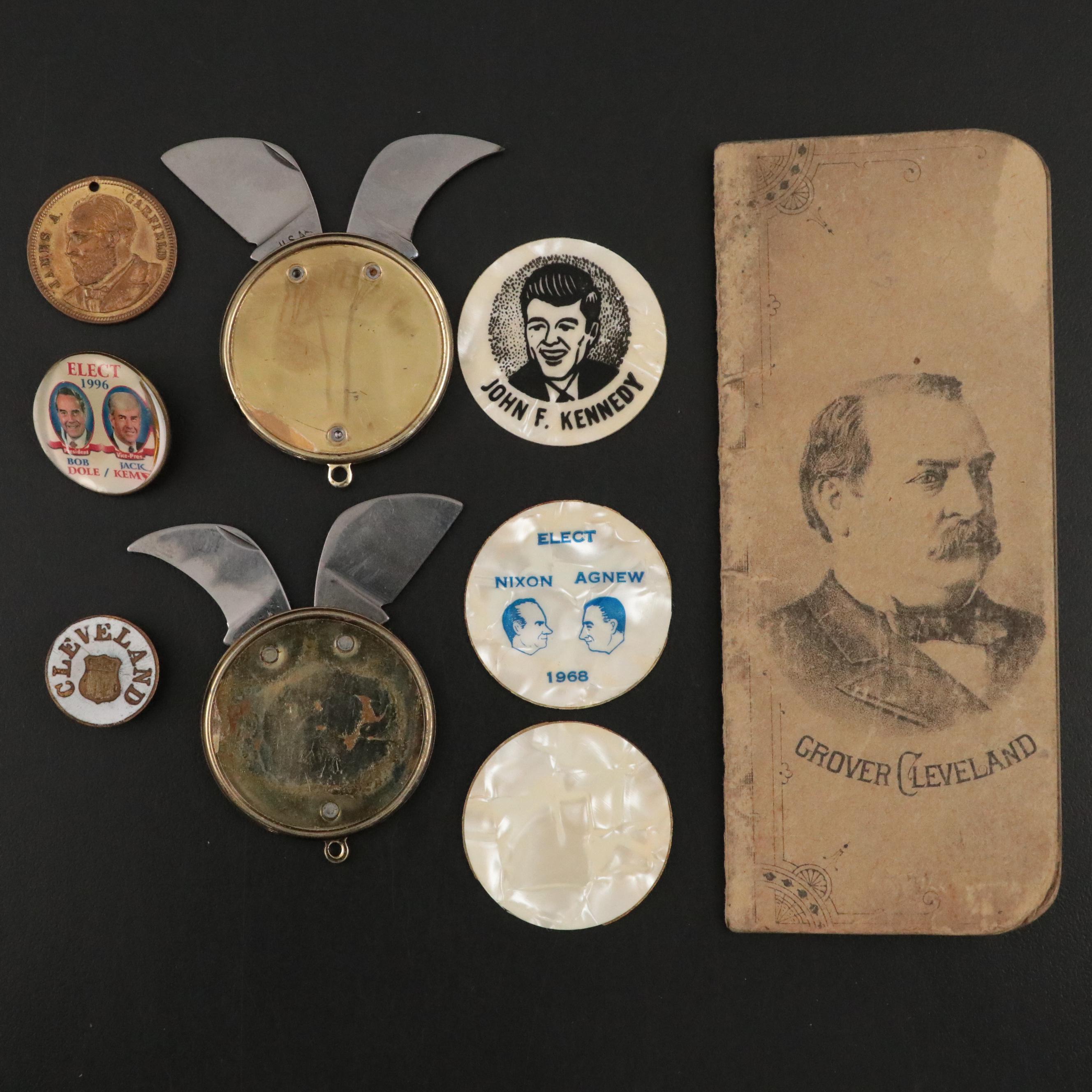 Bill Clinton and George H.W. Bush Signed Prints with Vintage Campaign Pins, More