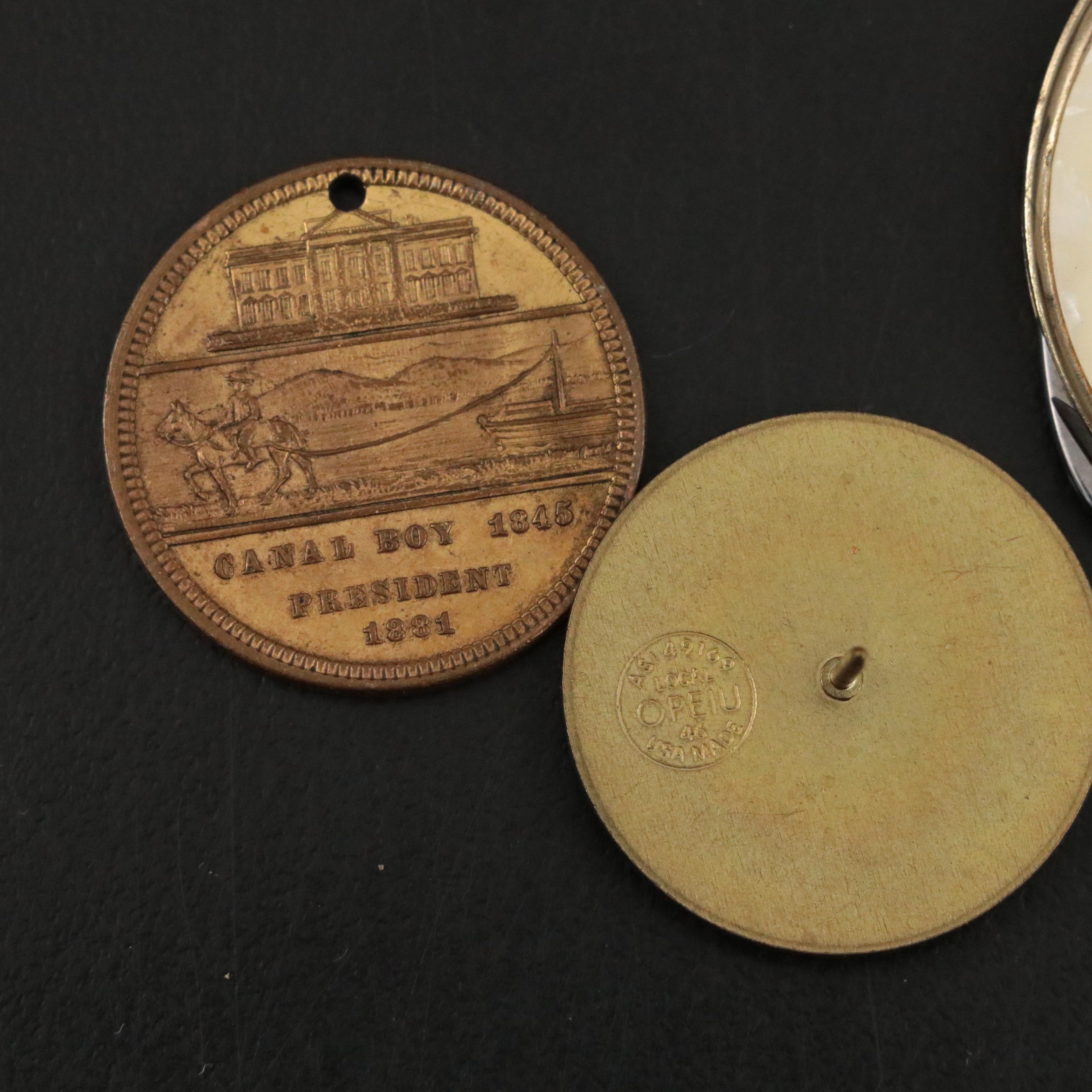 Bill Clinton and George H.W. Bush Signed Prints with Vintage Campaign Pins, More