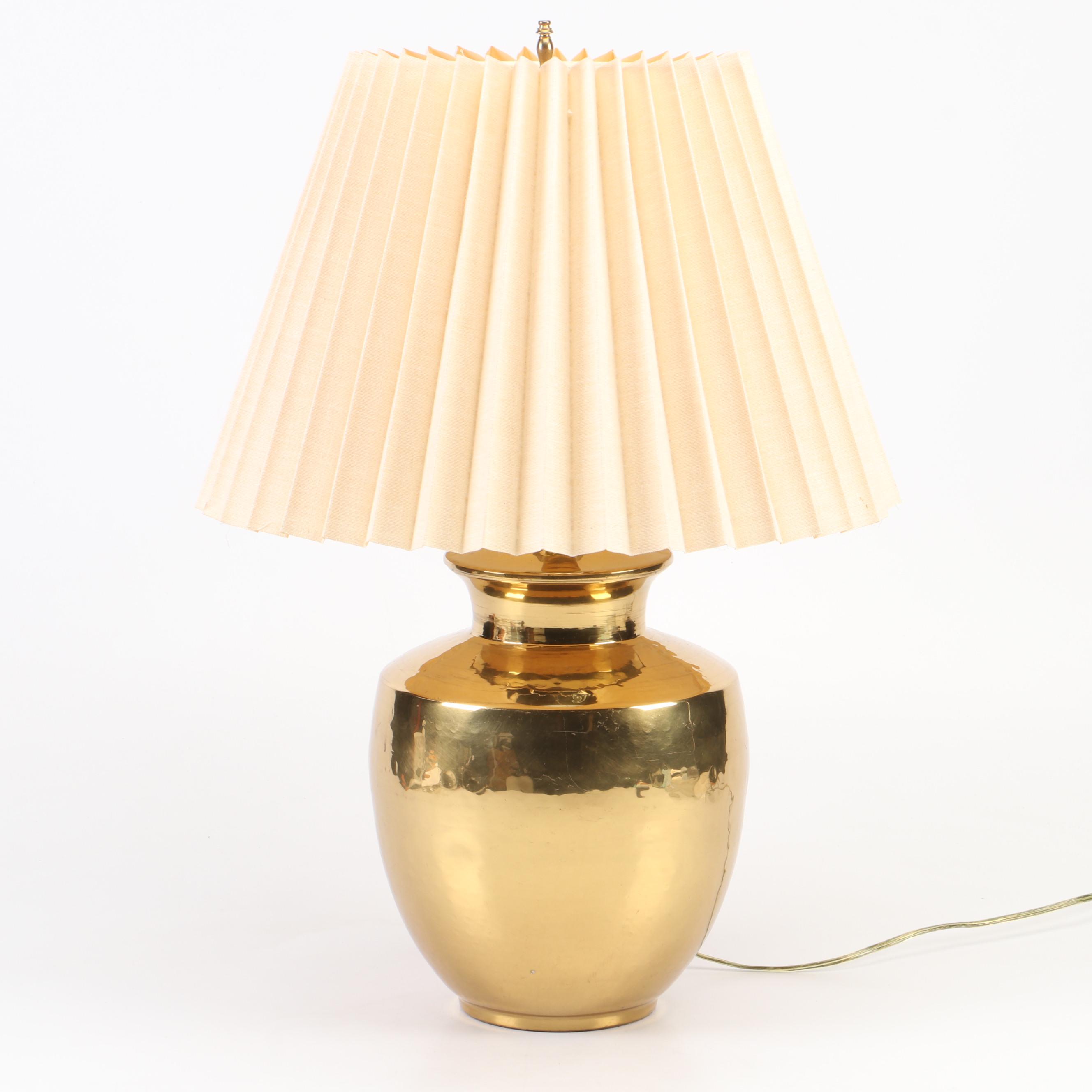 Hammered Brass Ginger Jar Style Table Lamp