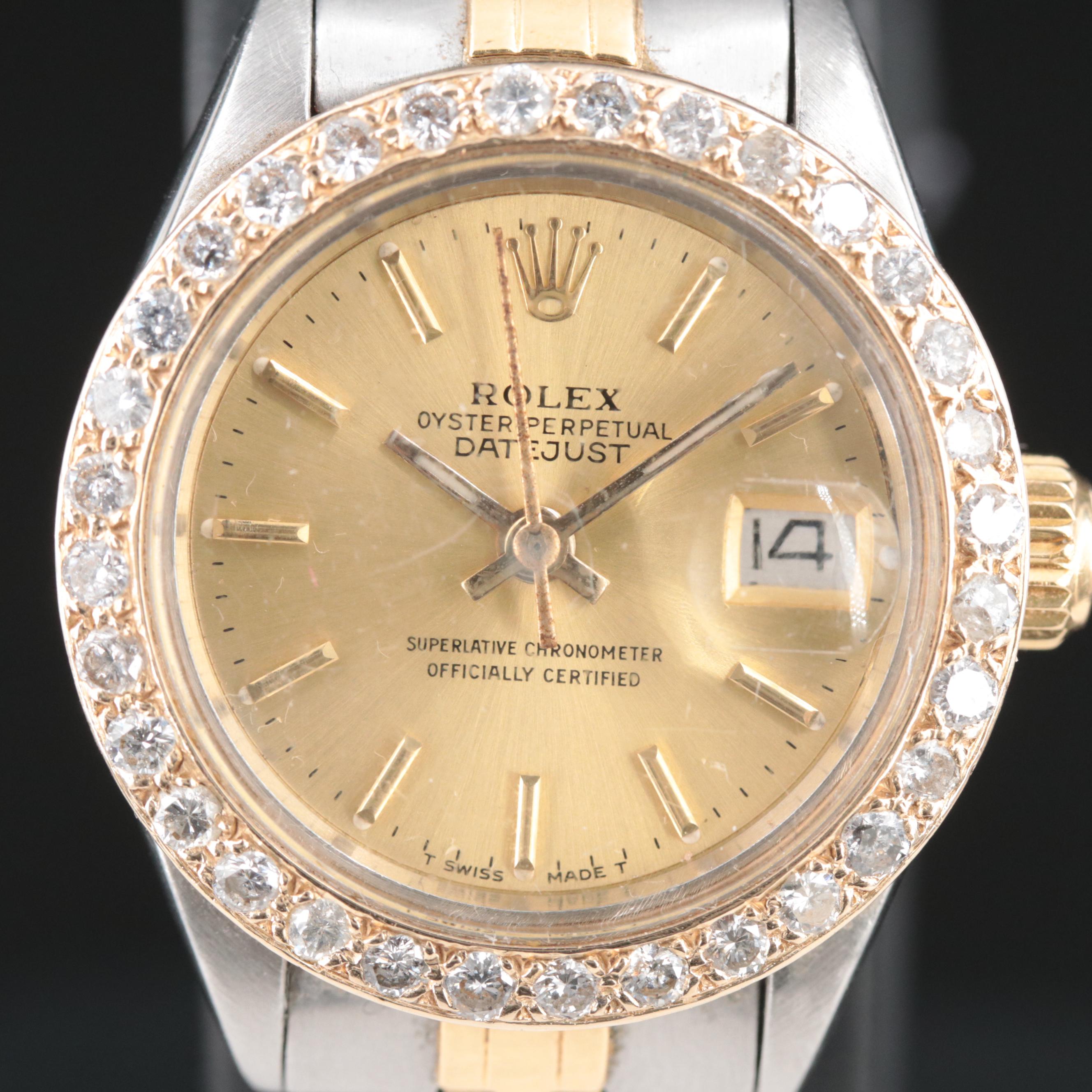 1971 Rolex Custom Diamond Datejust Watch