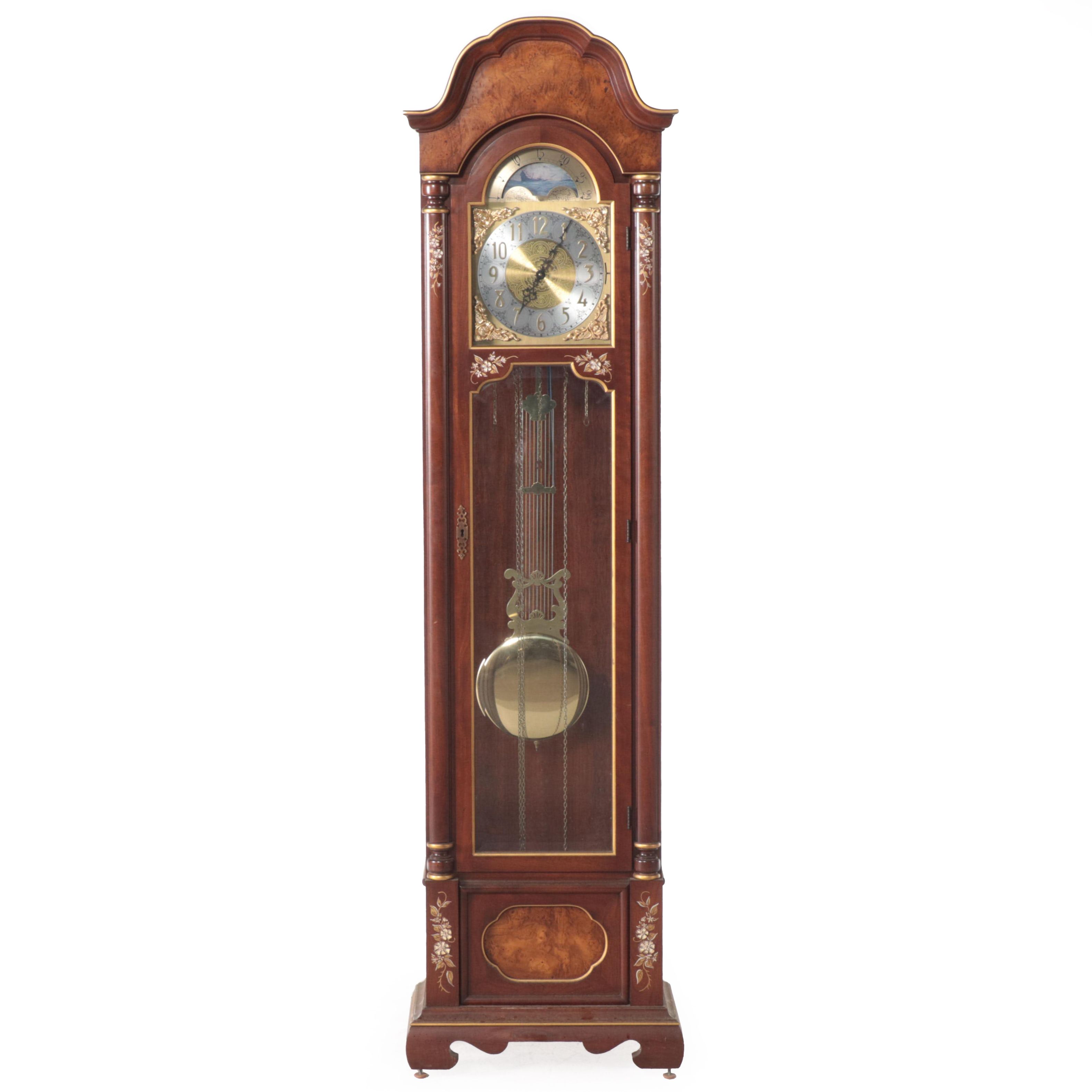 Colonial Wooden Grandfather Clock, Late 20th Century