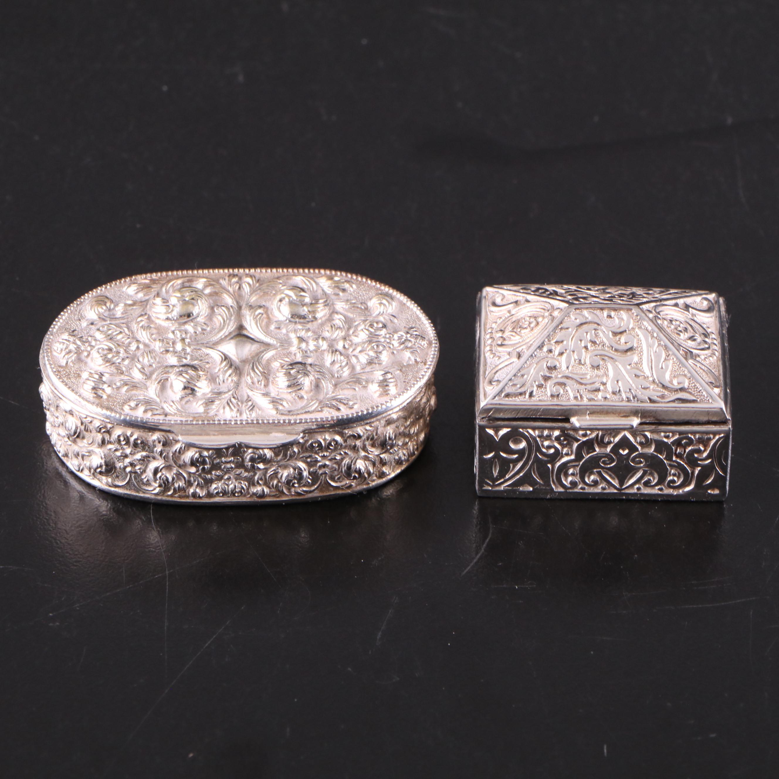 Volupté Sterling Silver Compact with Silver Plate Pill Boxes and Strawberry