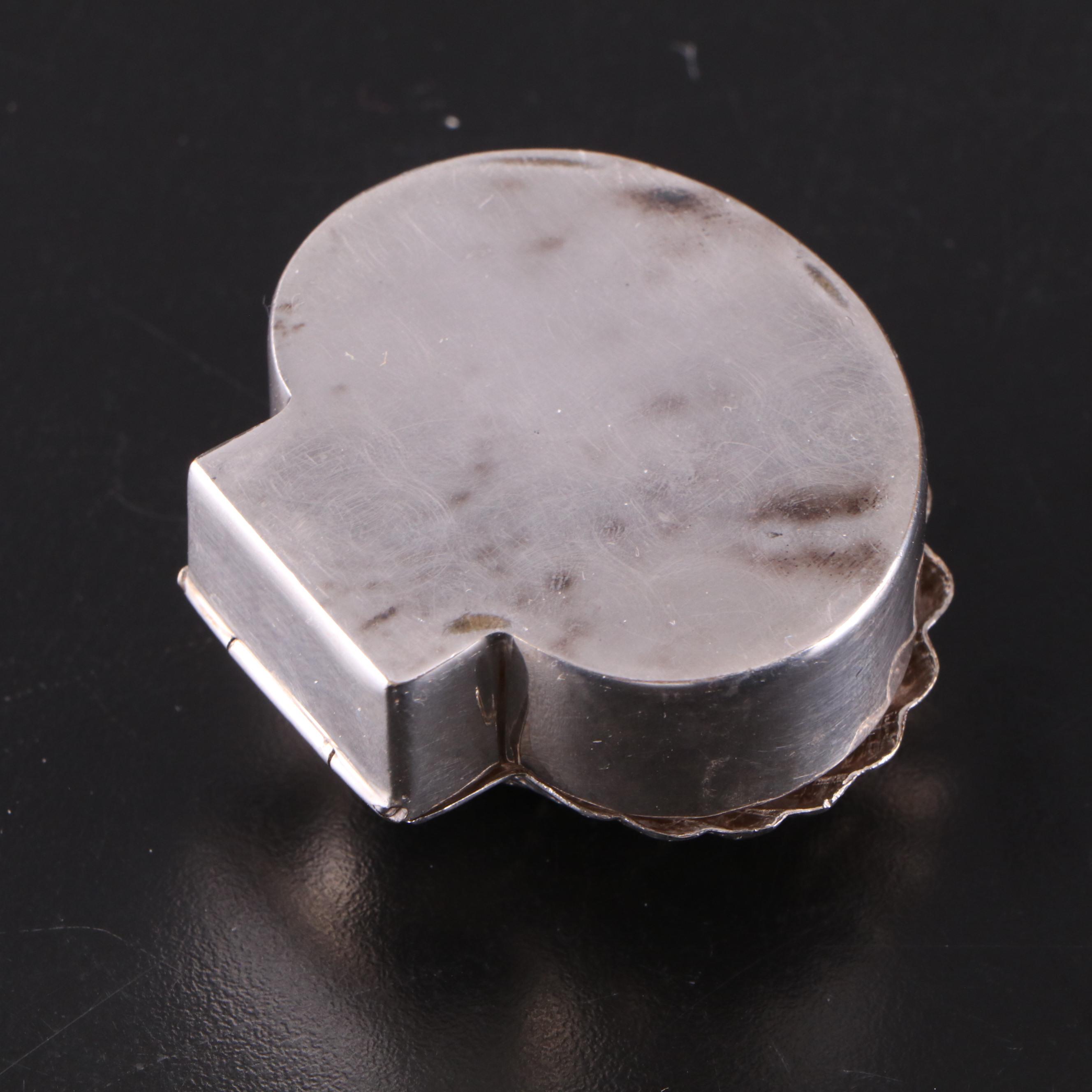 Volupté Sterling Silver Compact with Silver Plate Pill Boxes and Strawberry