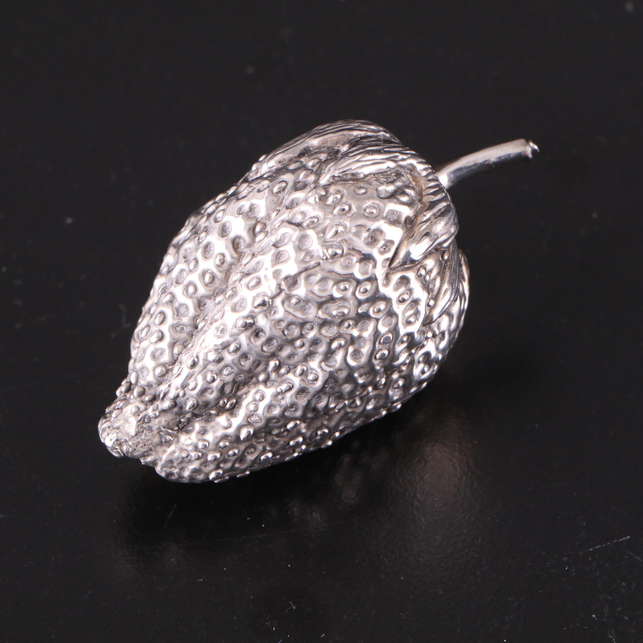 Volupté Sterling Silver Compact with Silver Plate Pill Boxes and Strawberry