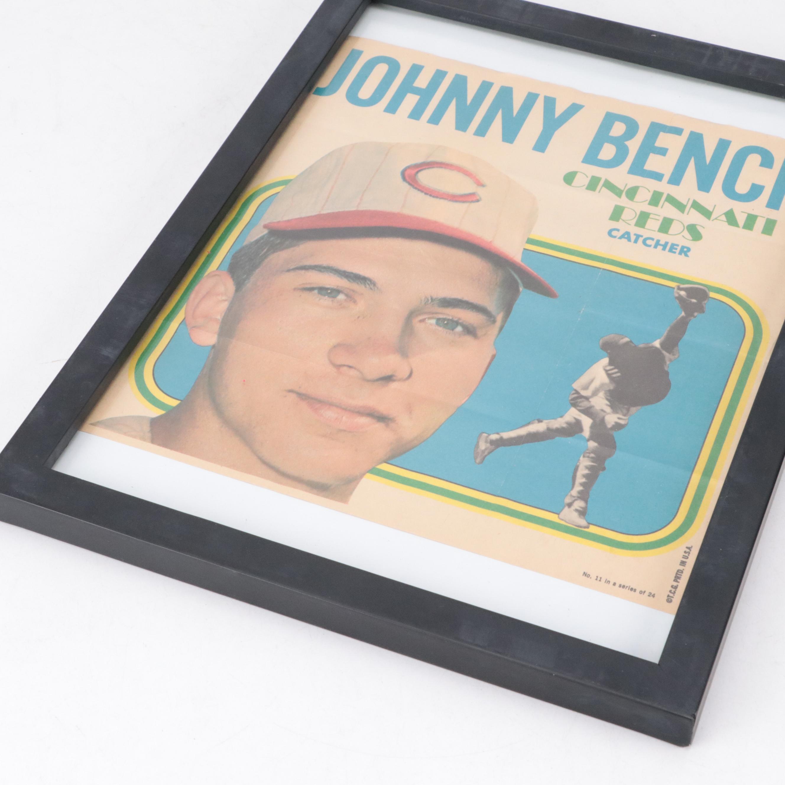 Joe Nuxhall and Greg Hoard Signed Book with 1970 Topps Johnny Bench Poster More
