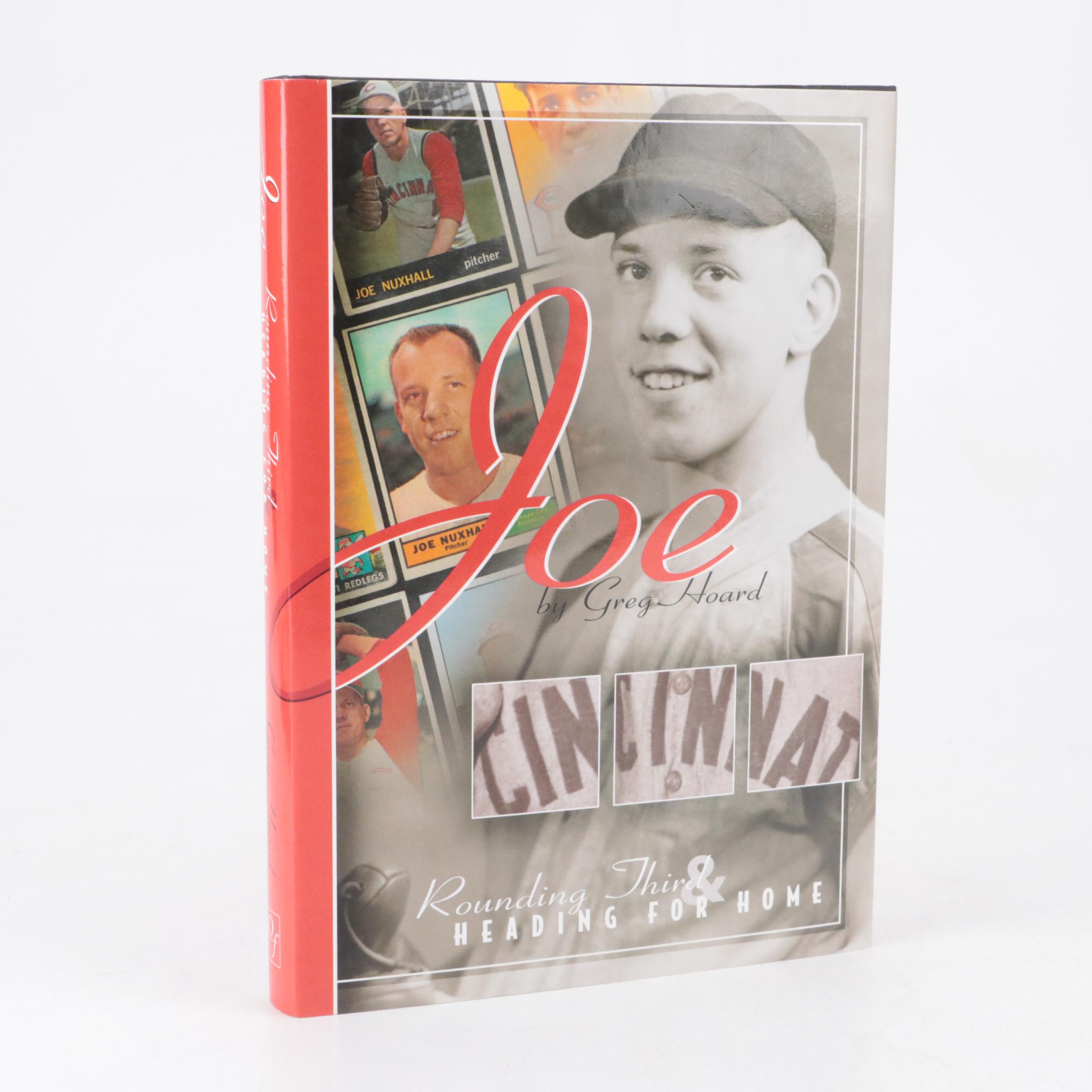 Joe Nuxhall and Greg Hoard Signed Book with 1970 Topps Johnny Bench Poster More