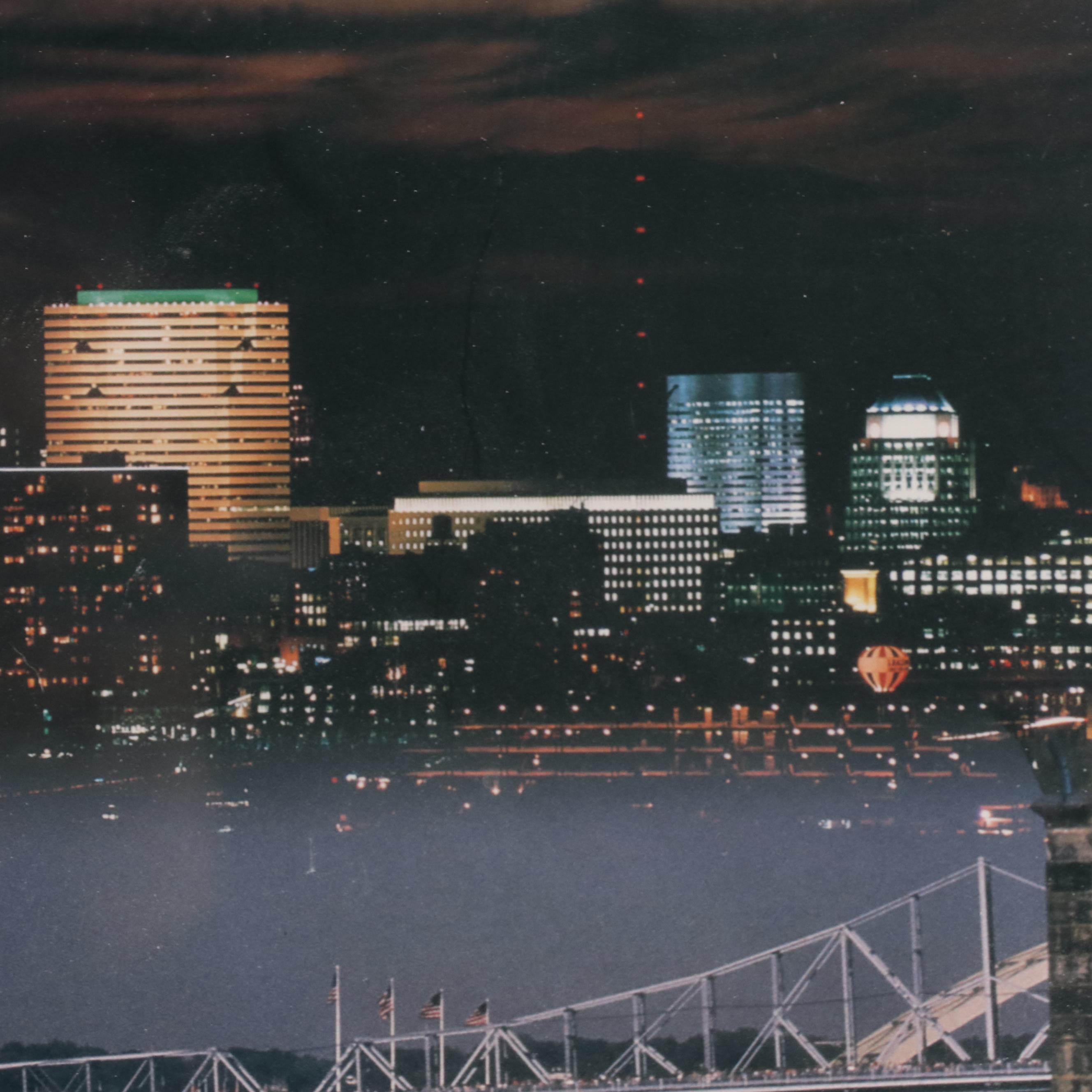 J. Miles Wolf Offset Lithograph of Tall Stacks Cincinnati, Late 20th Century