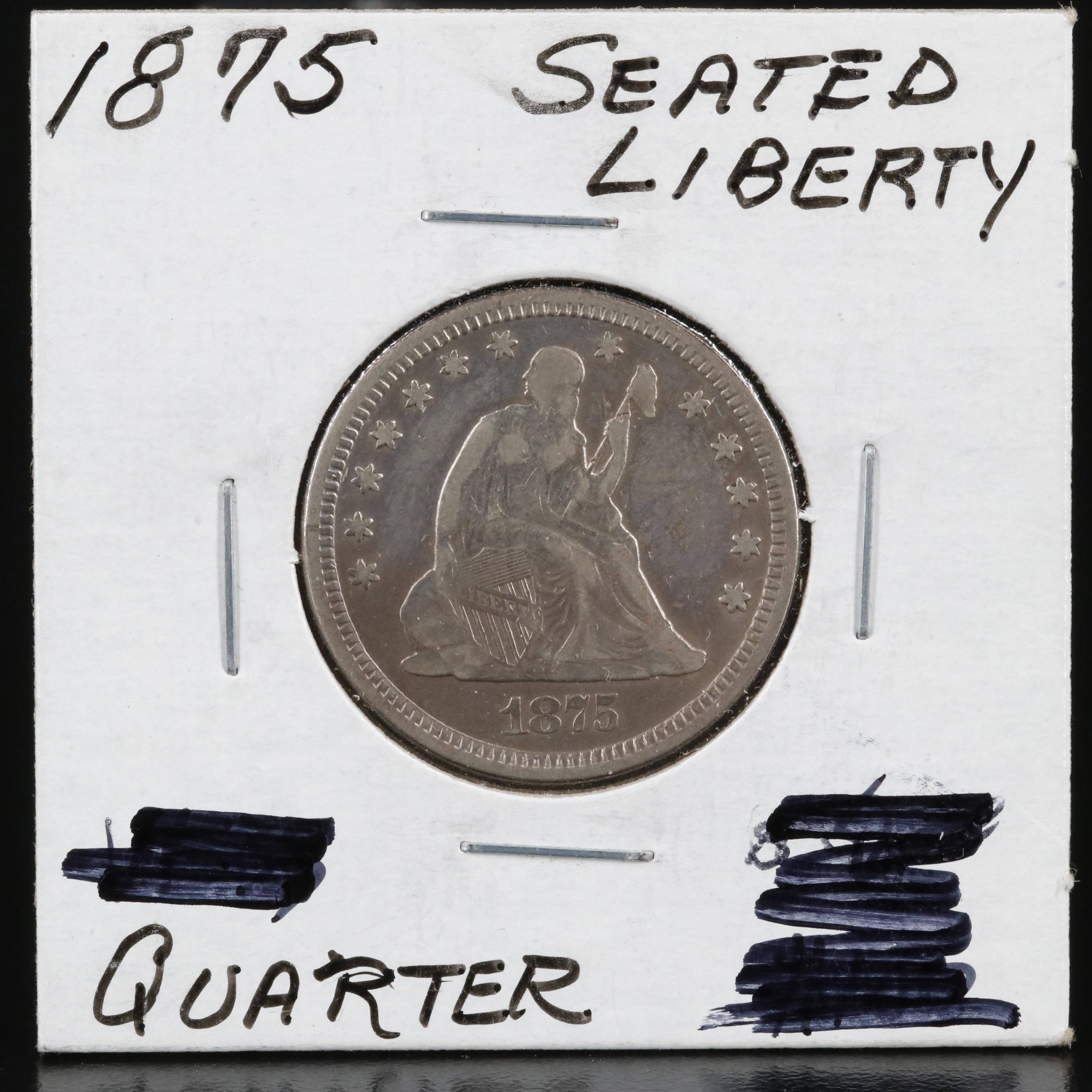 1875 United States Silver Liberty Seated Quarter