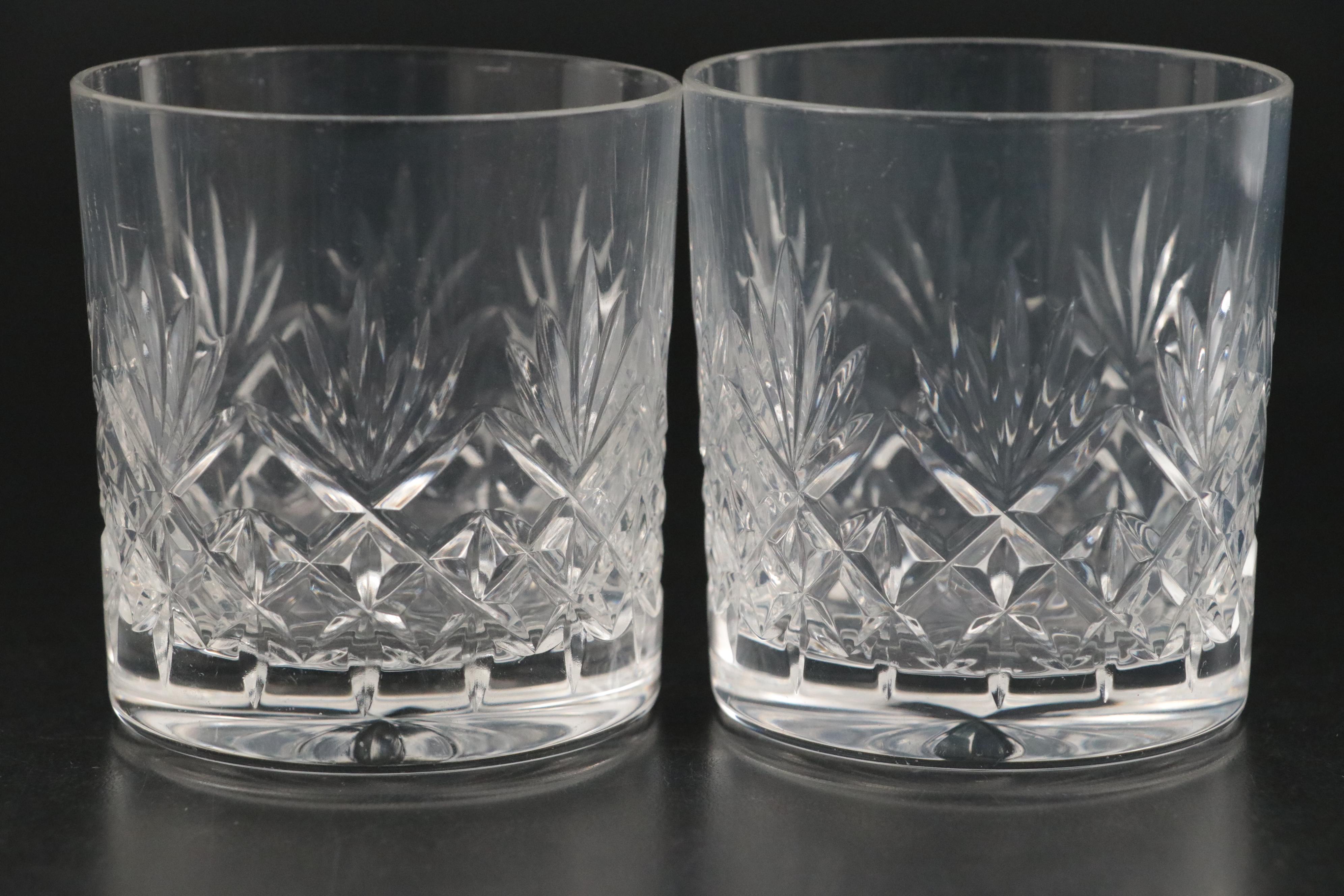 Ajka Crystal Old Fashioned Glasses with Waterford and Other Crystal Decanters