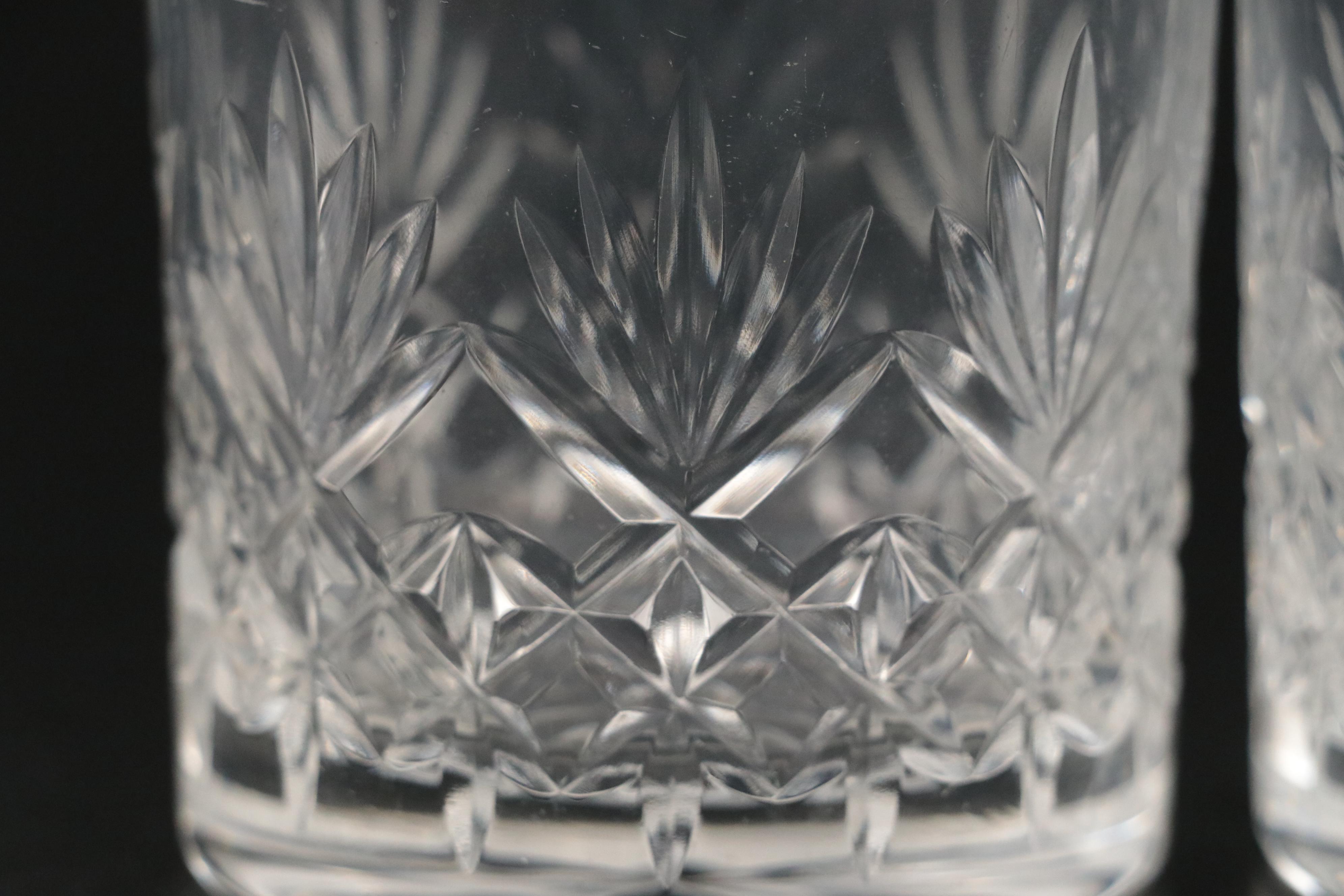 Ajka Crystal Old Fashioned Glasses with Waterford and Other Crystal Decanters