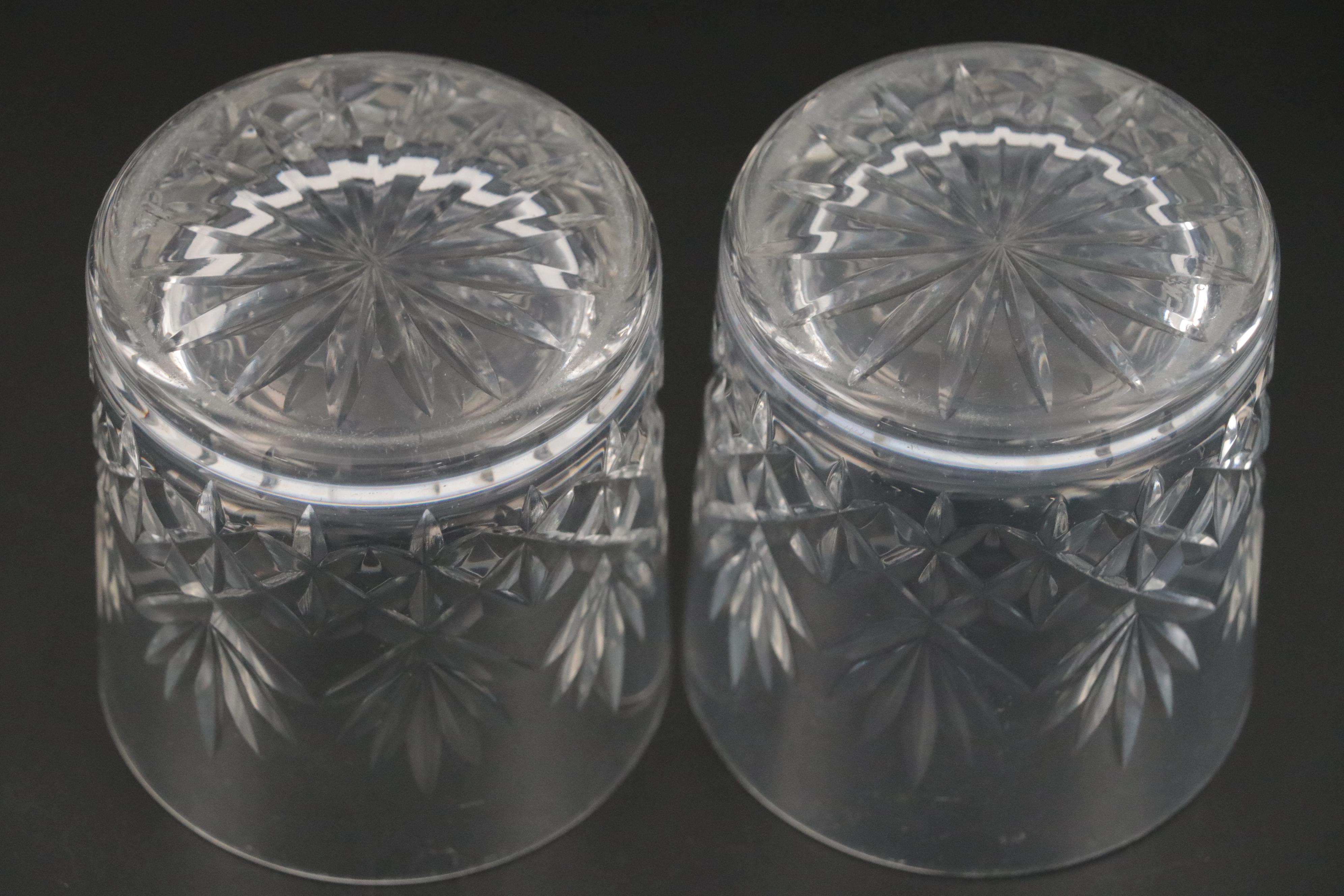 Ajka Crystal Old Fashioned Glasses with Waterford and Other Crystal Decanters
