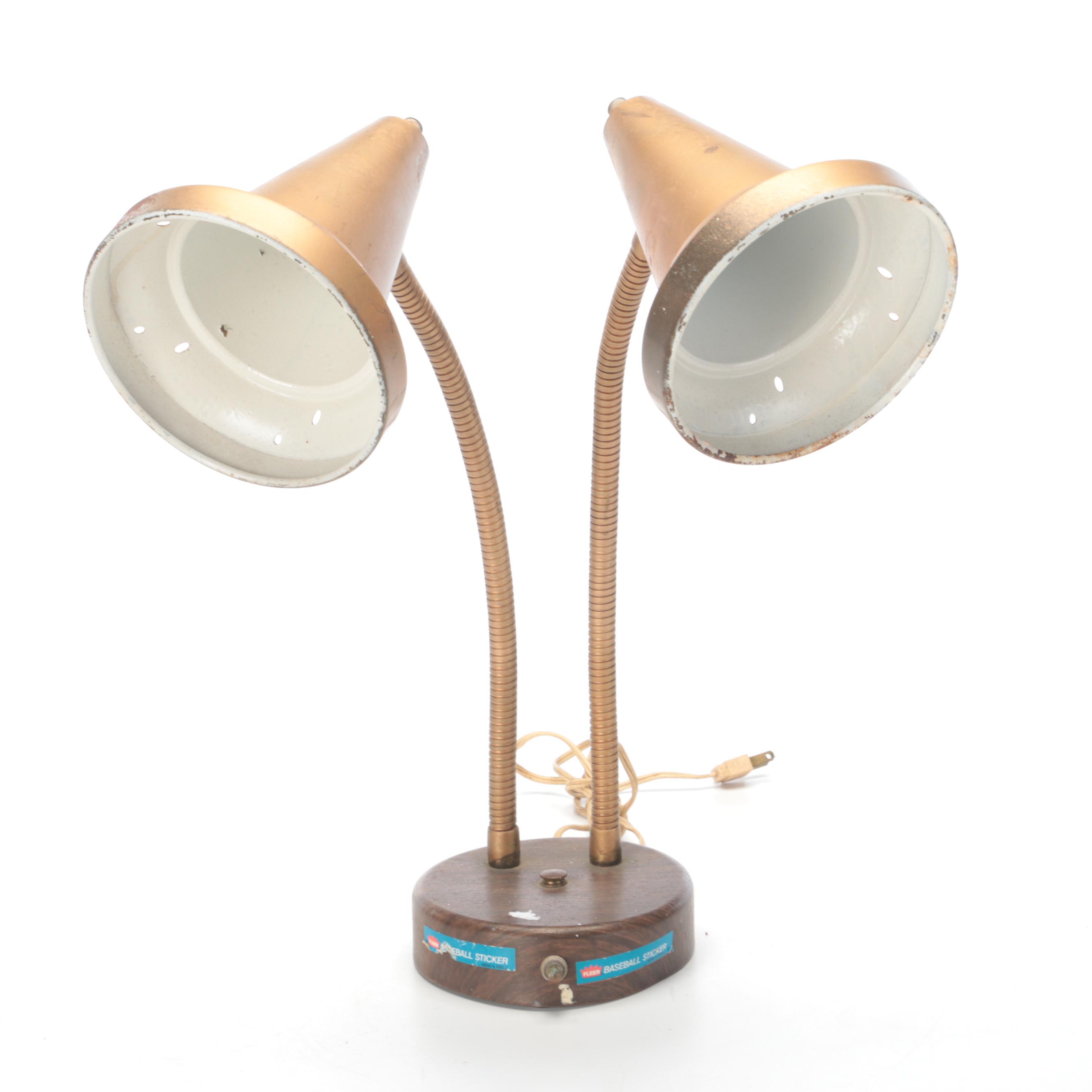 Retro Atomic Style Dual Arm Desk Lamp With Spotlight and Other Lamp, Mid-20th C