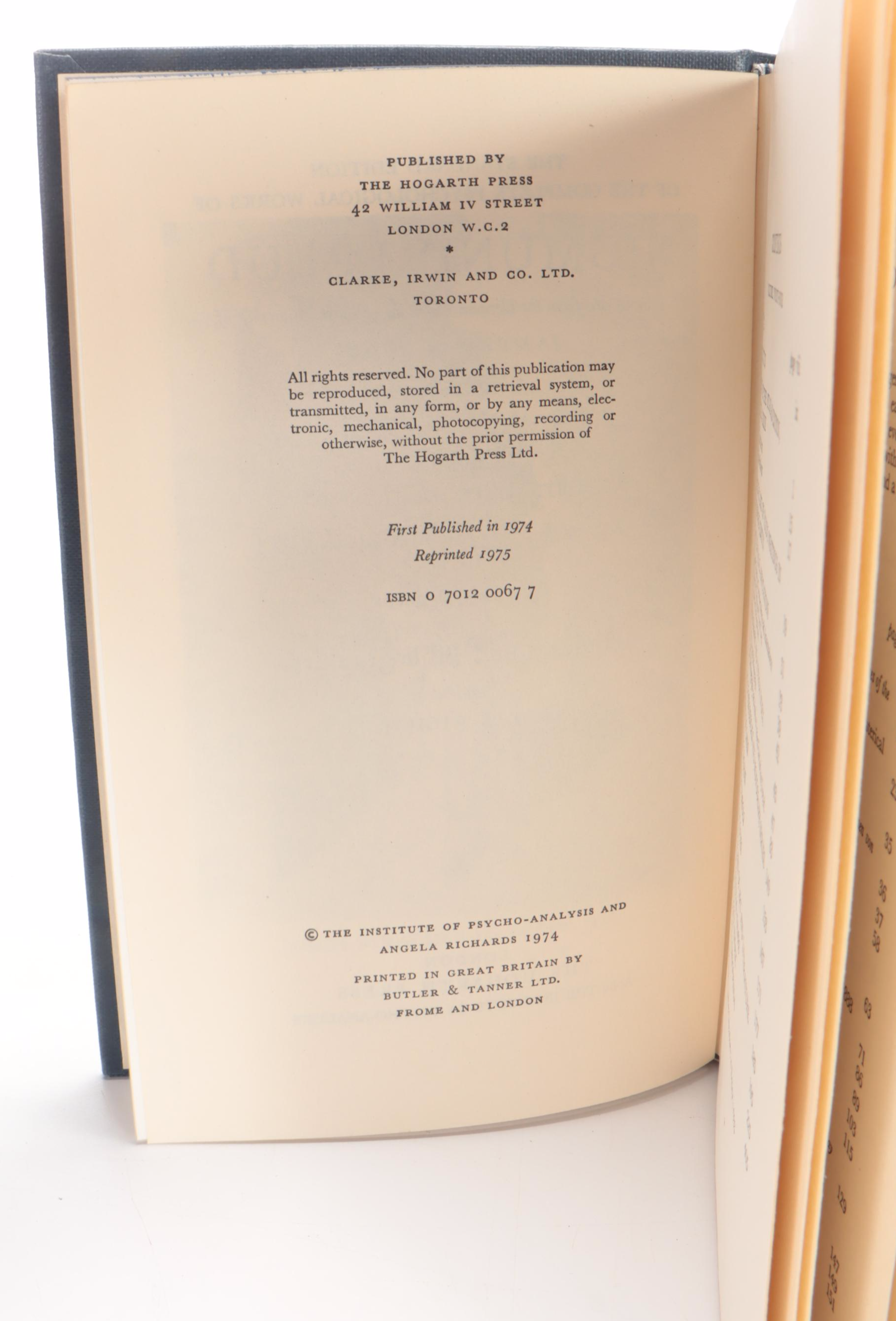 "The Complete Psychological Works of Sigmund Freud" Twenty-Four Volume Set, 1975