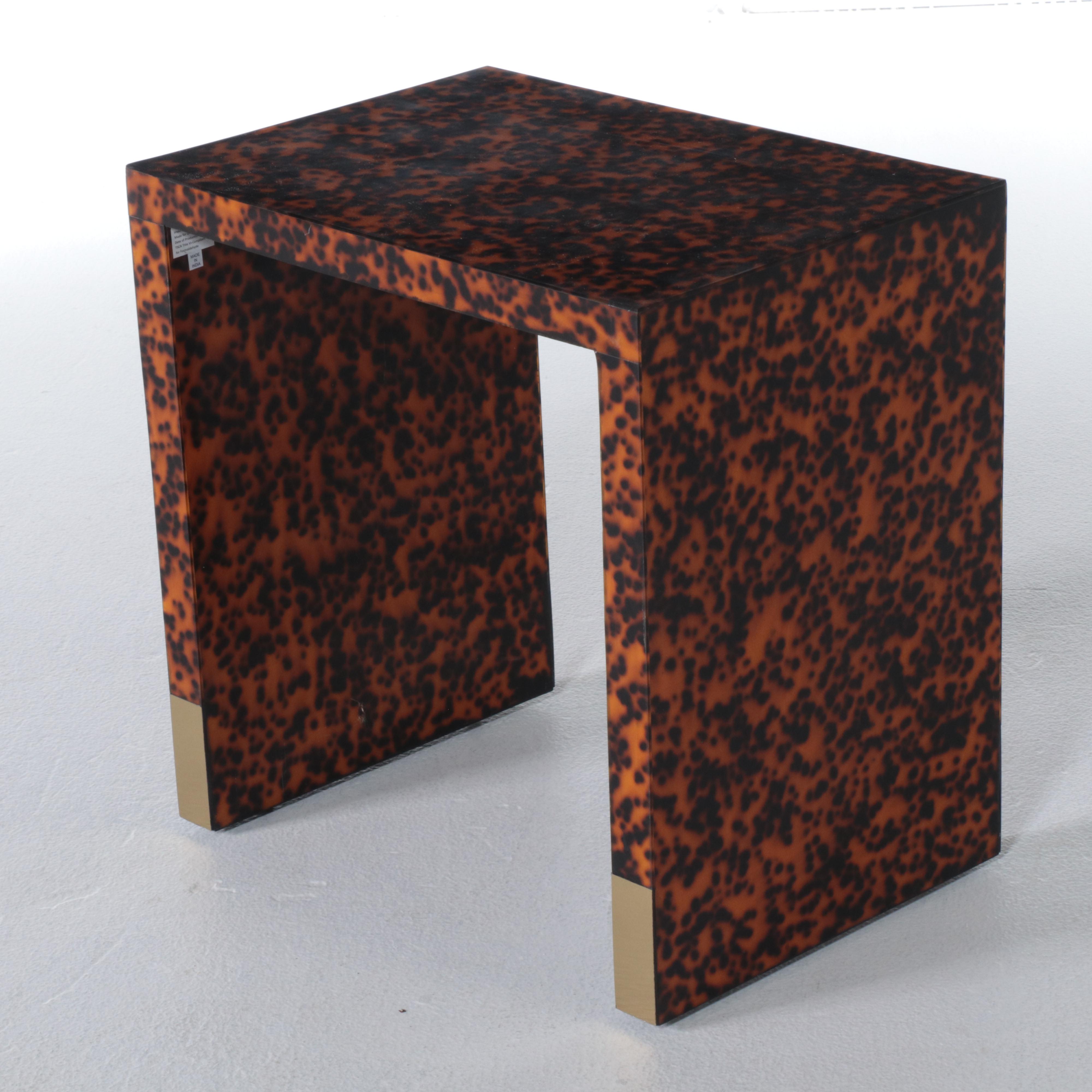 Two Branch Home "Raleigh" Brass-Mounted Faux-Tortoiseshell Nesting Tables