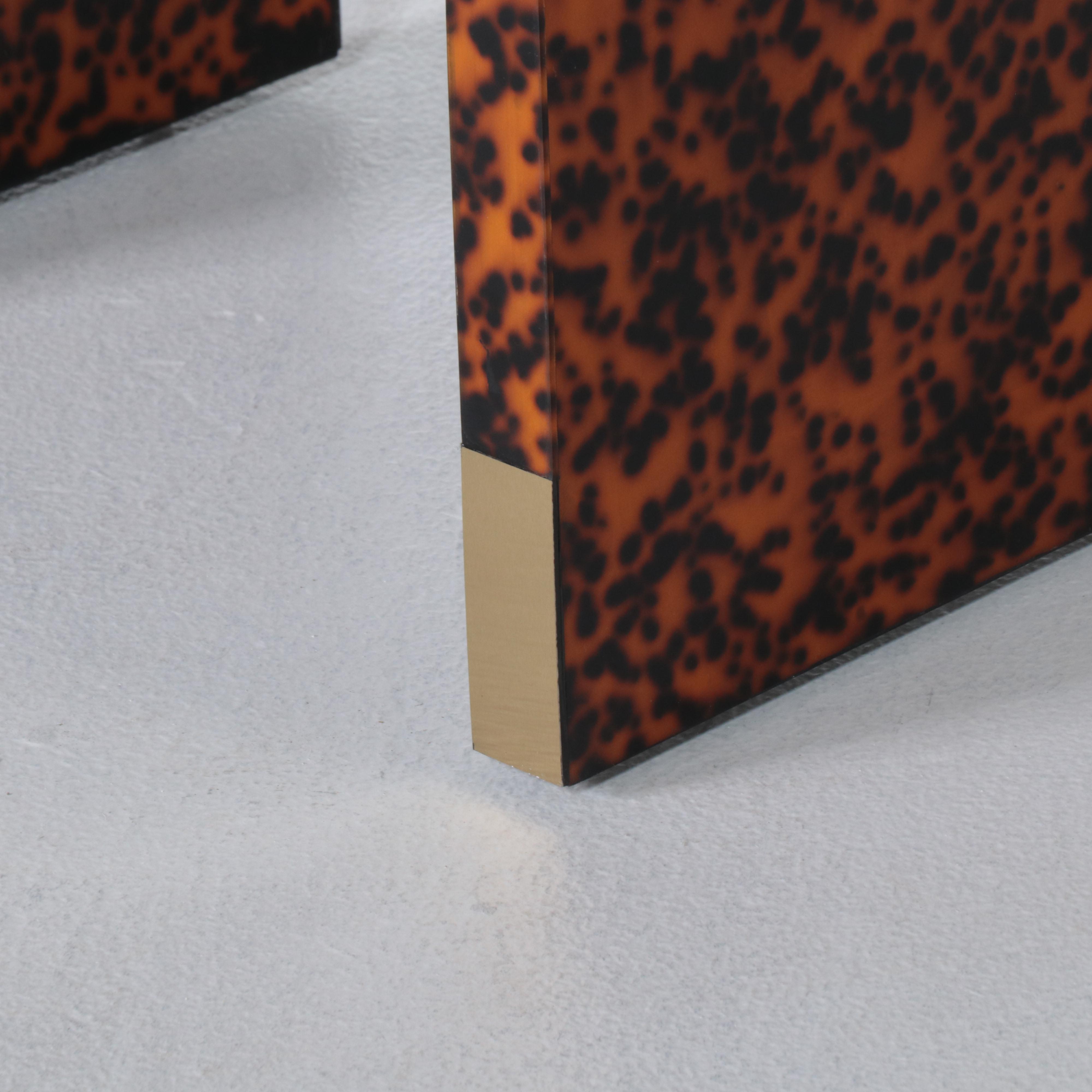 Two Branch Home "Raleigh" Brass-Mounted Faux-Tortoiseshell Nesting Tables