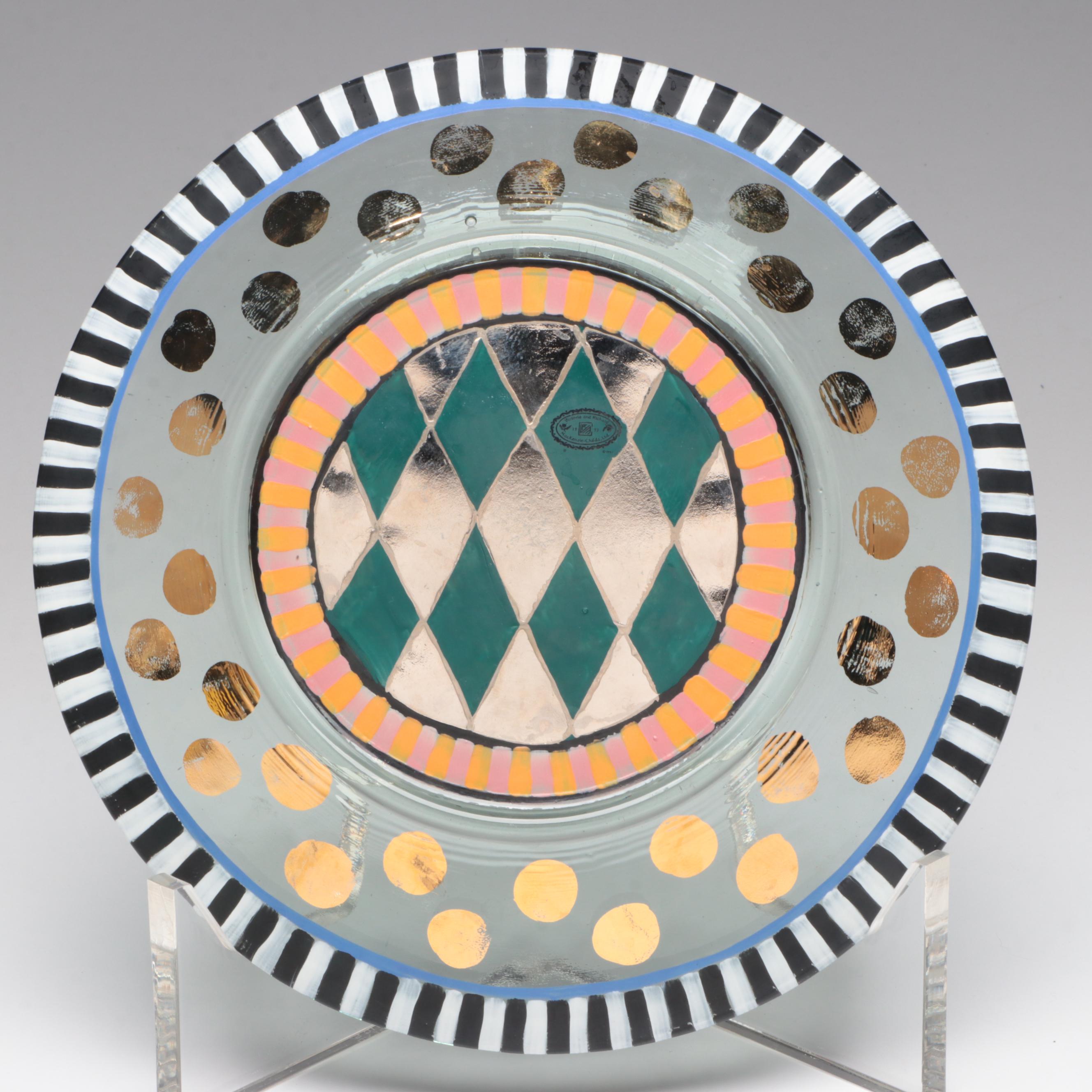 MacKenzie-Childs "Courtly Check" Teapot Trivet and Cheese Plate